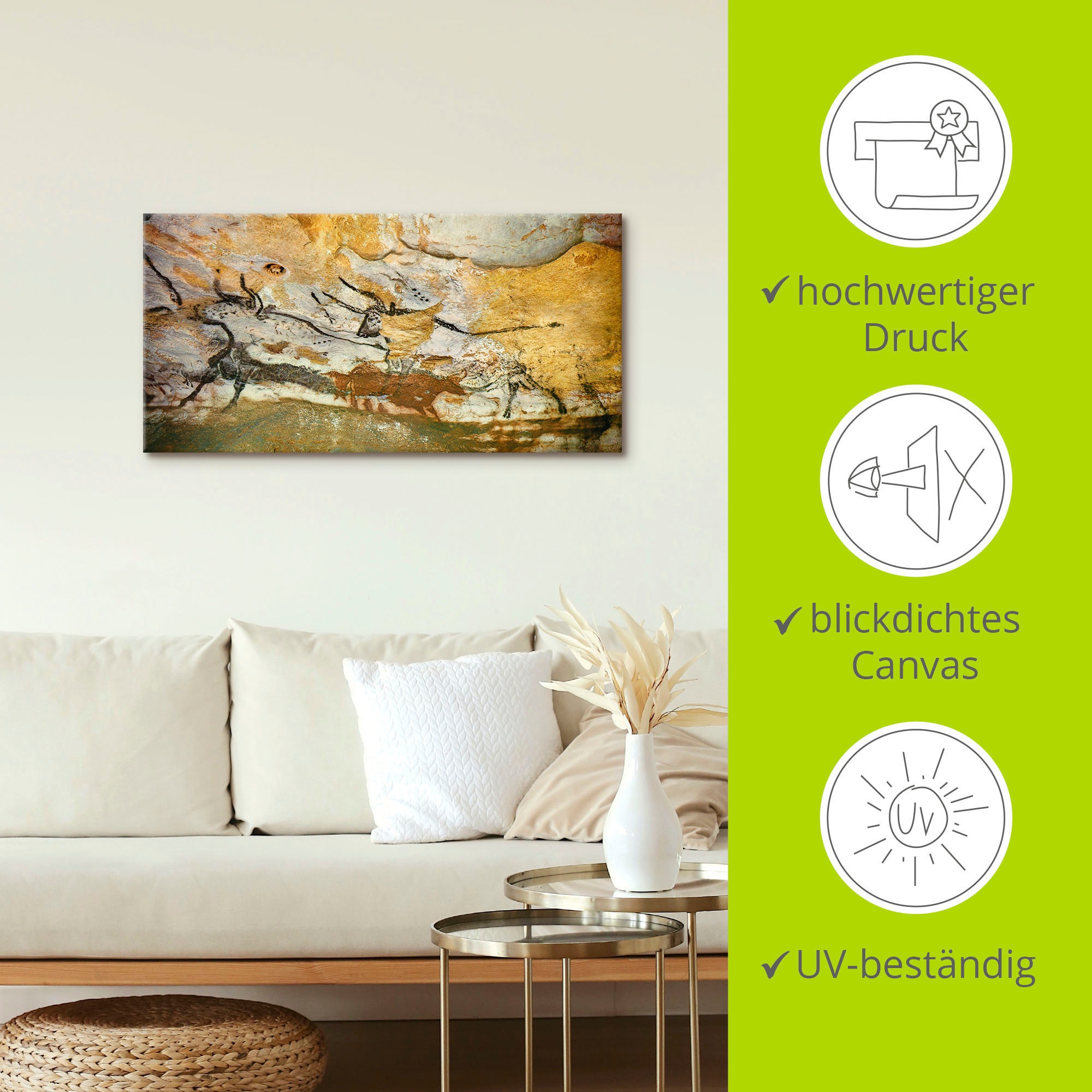 Artland Wandbild »Höhle von Lascaux Stiere«, Wildtiere, (1 St.), als Leinwandbild, Poster, Wandaufkleber in verschied. Größen
