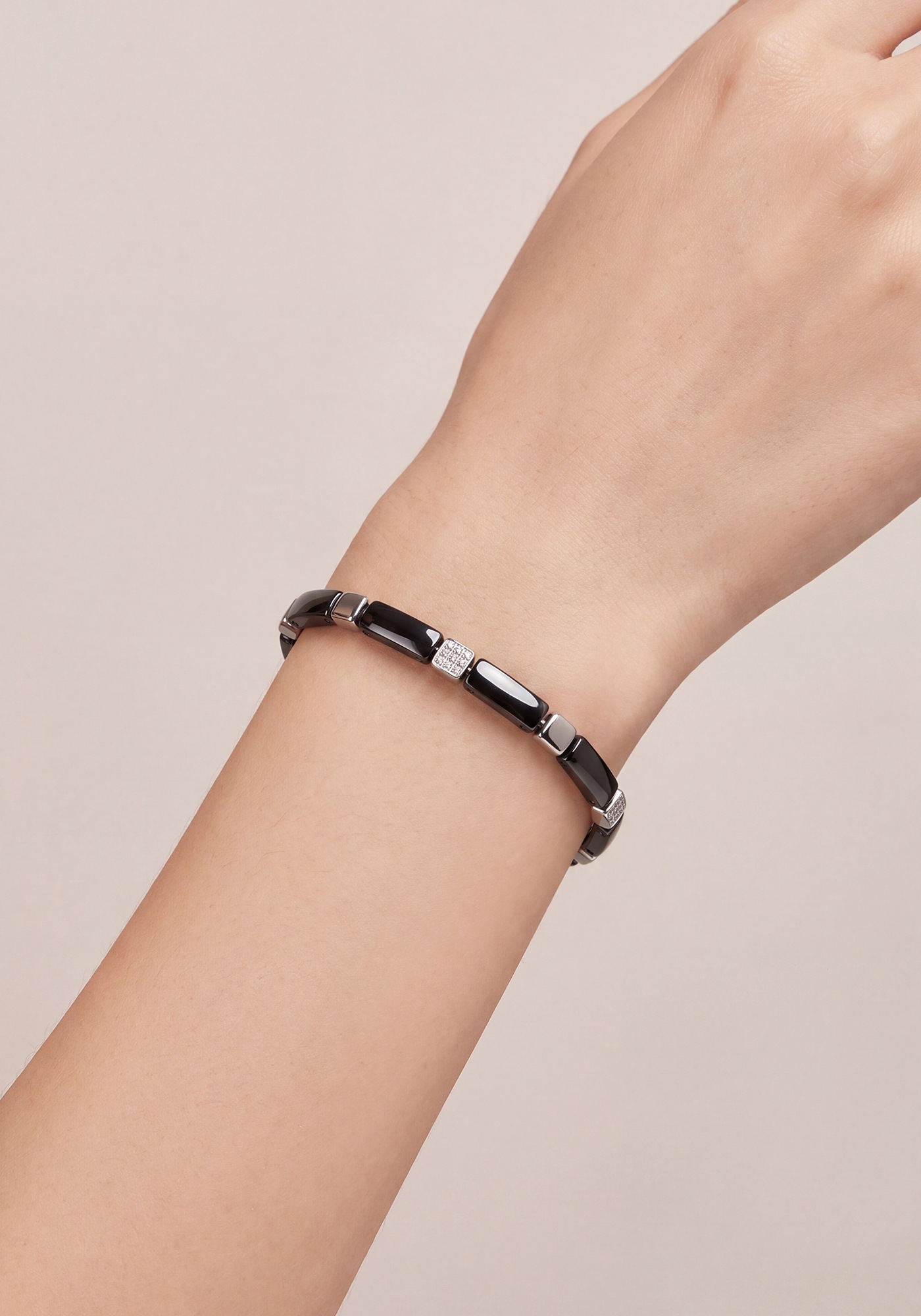 JOBO Armband »6,3 mm« Edelstahl mit Keramik und 27 Zirkonia 21 cm