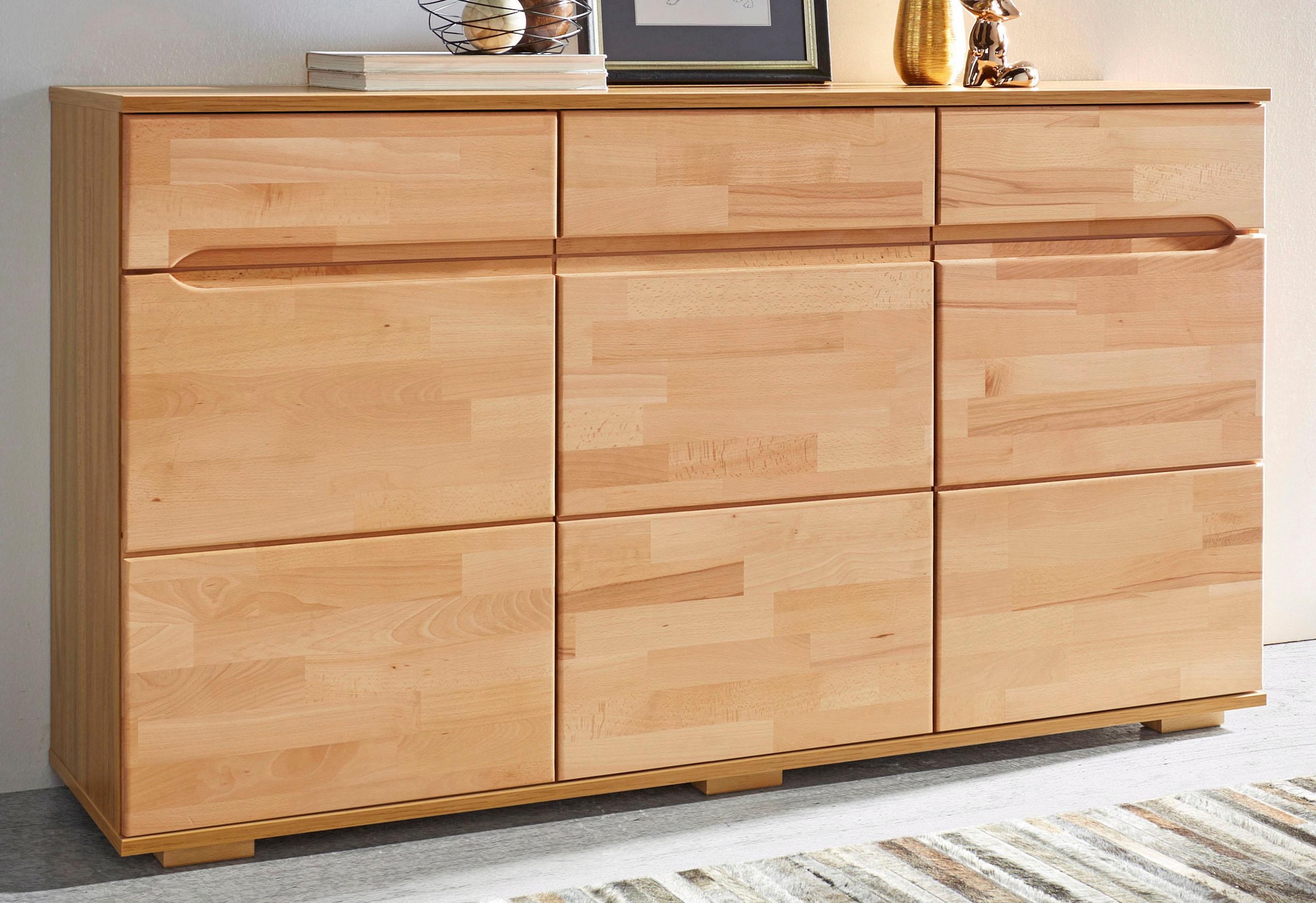 Home affaire Sideboard "Ribe,150cm breit,40 cm tief, Fronten Massivholz,6 F günstig online kaufen