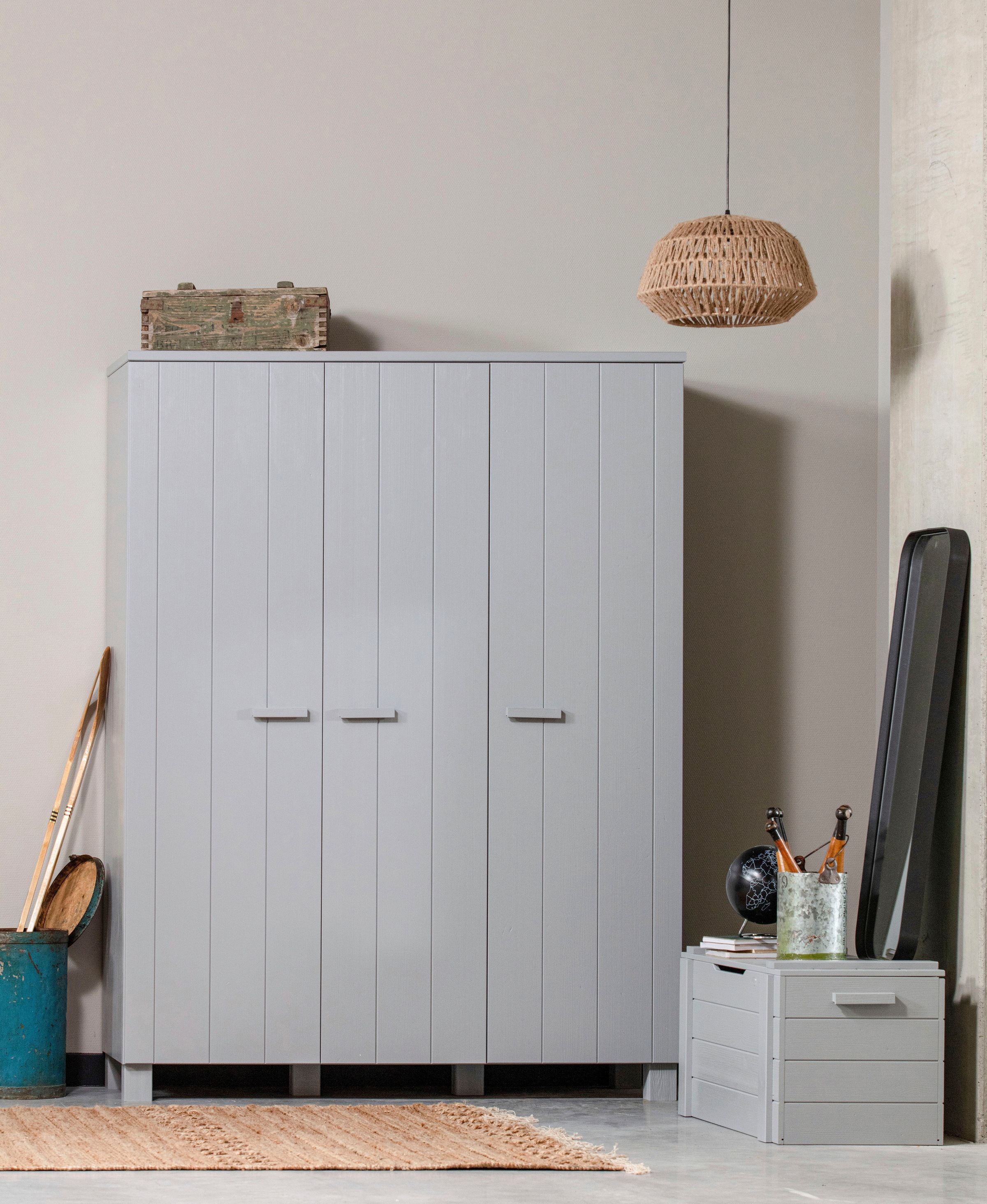 WOOOD Garderobenschrank »Dennis Mehrzweckschrank mit gebürsteter Oberfläche« FSC® Kiefer massiv, gebürstet, Höhe 202 cm