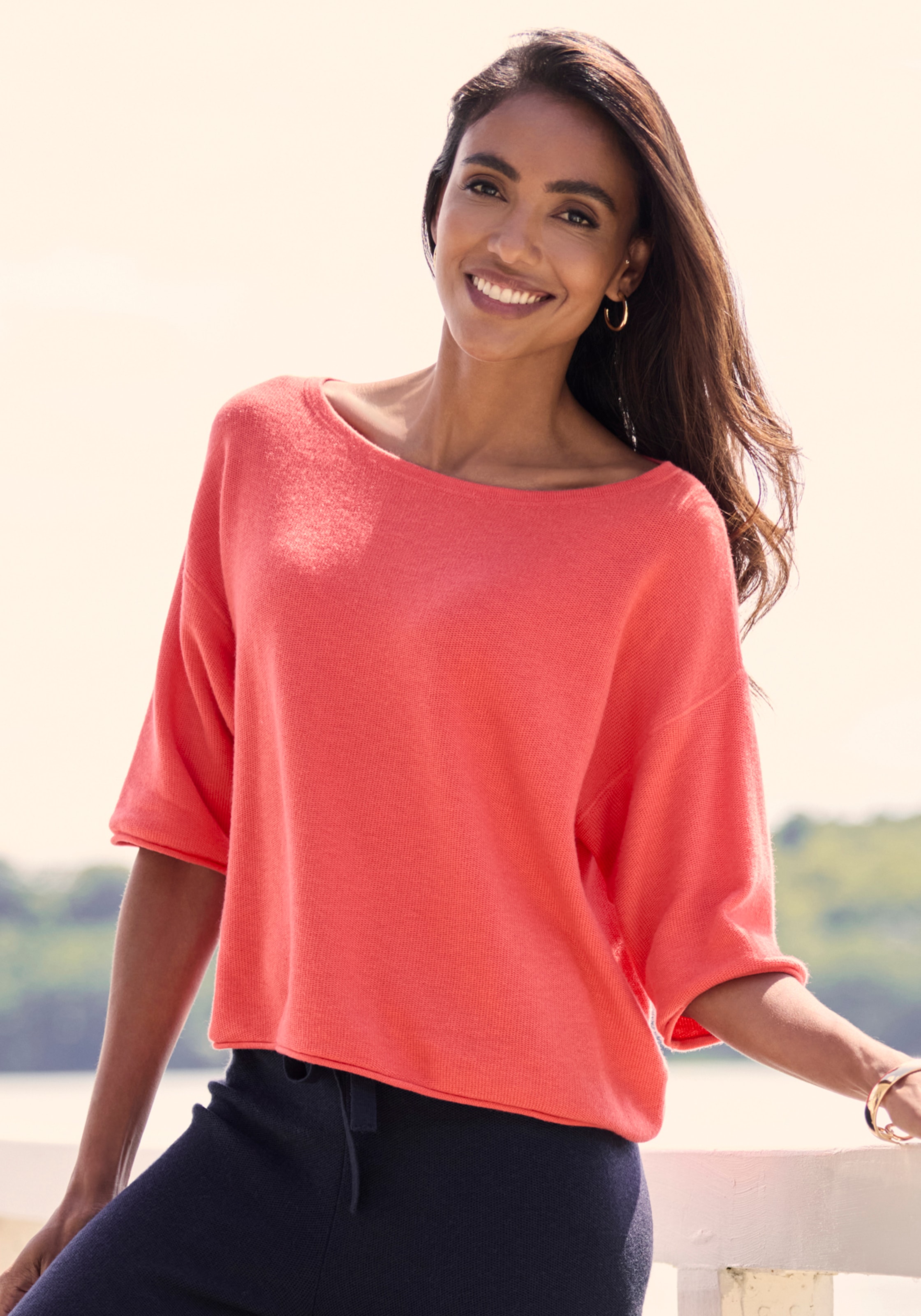 Elbsand 3/4-Arm-Shirt mit U-Boot Ausschnitt, Loungewear günstig online kaufen