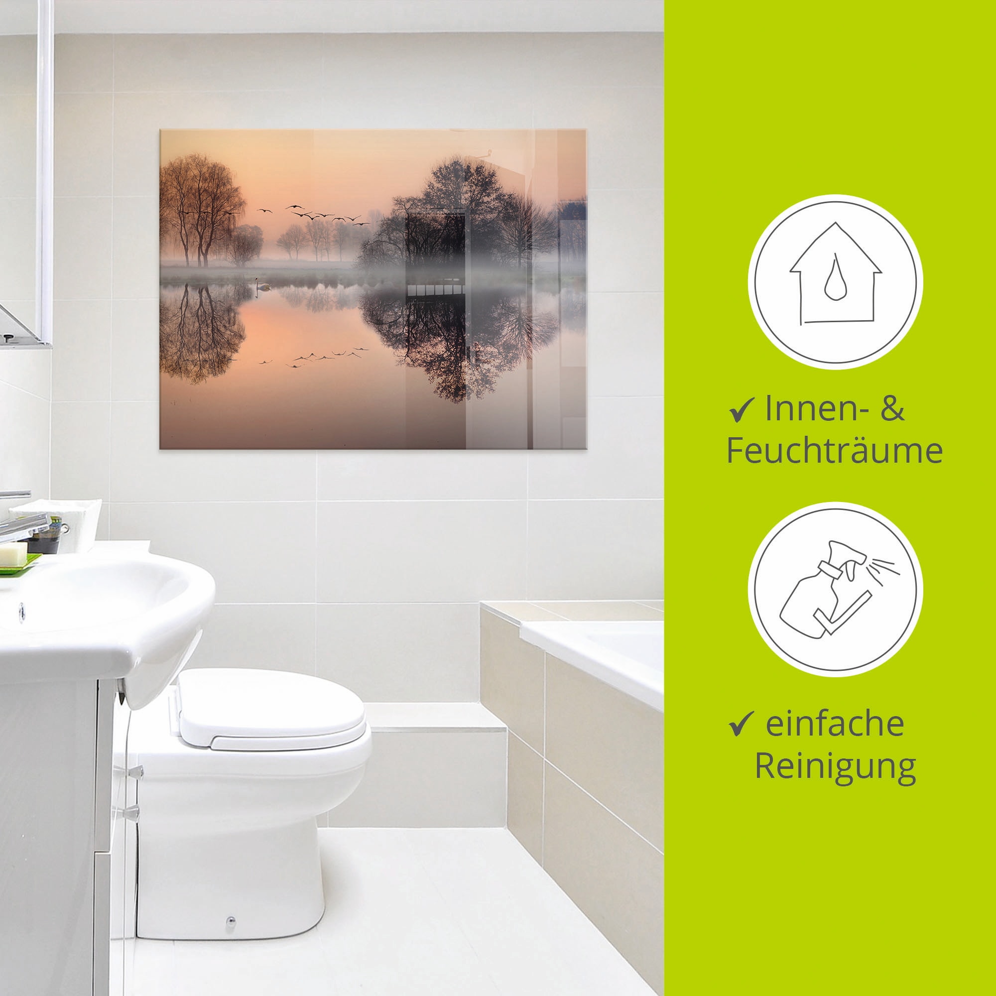 Artland Glasbild »Früh morgens am See....«, Gewässer, (1 St.), in verschiedenen Größen