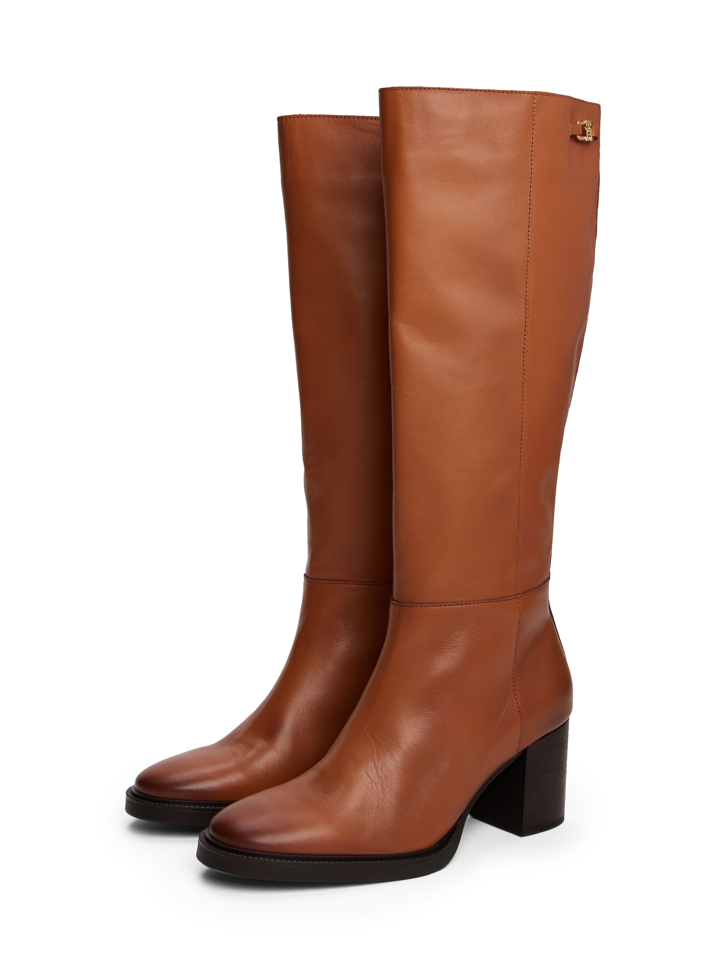 Tommy Hilfiger Stiefel "STACKED HEEL LEATHER LONG BOOT", Blockabsatz, Langs günstig online kaufen
