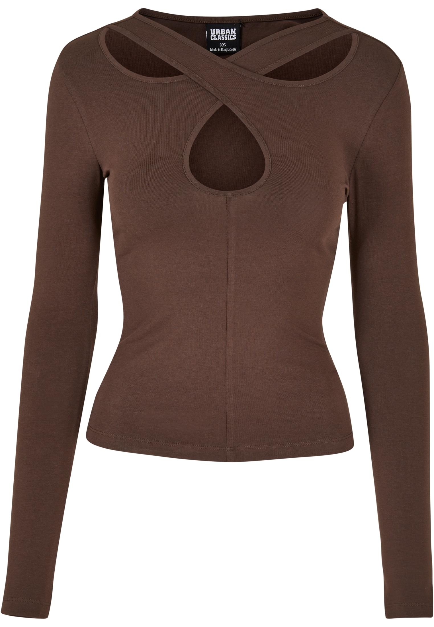 URBAN CLASSICS Langarmshirt "Urban Classics Damen Ladies Crossed Cut Out Longsleeve" 1 Stk.