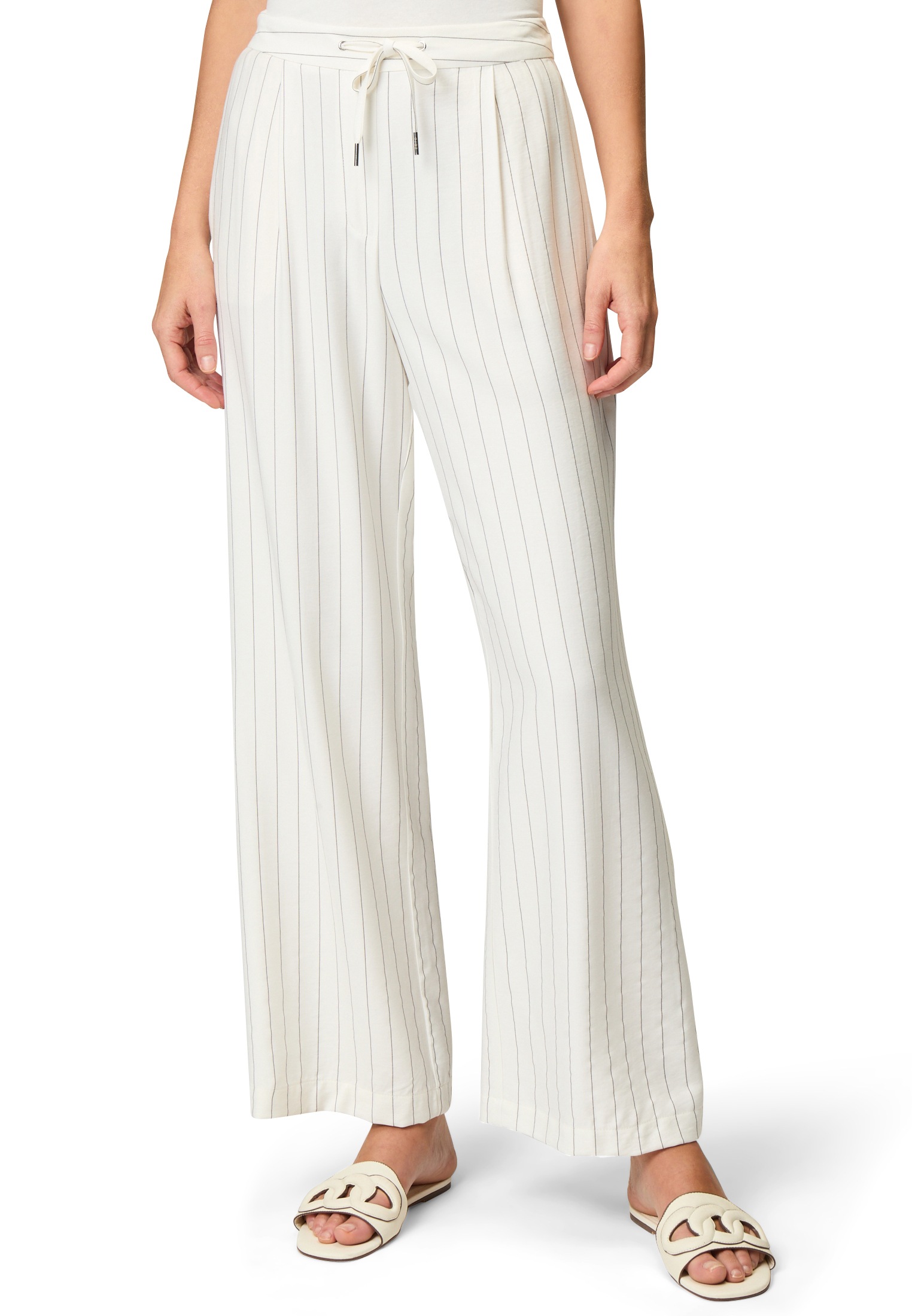 Zero Leinenhose "zero Damen Nadelstreifenhose mit Bindeband", Bindedetail günstig online kaufen