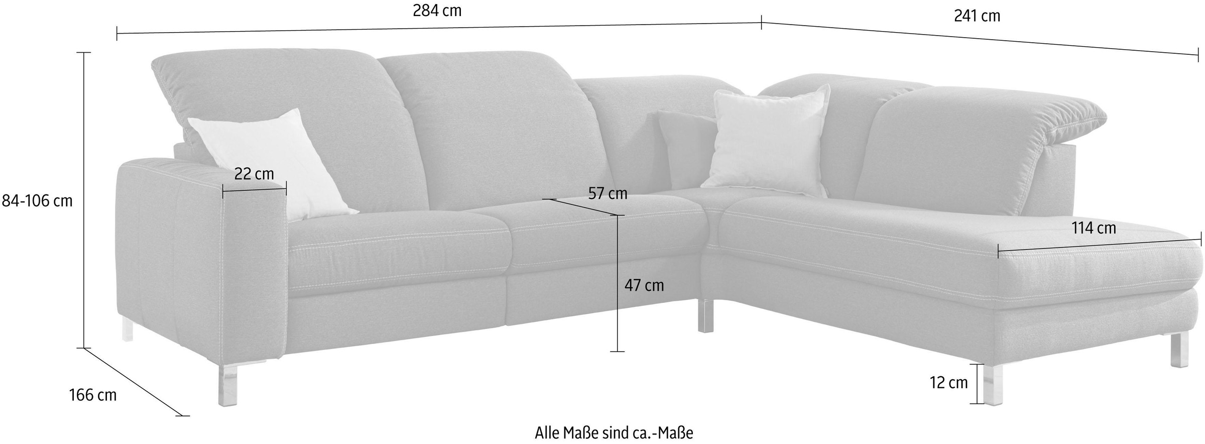3C Candy Ecksofa »Homely bequem und komfortabel, mit verstellbaren Kopfteilen, L-Form«, modern und zeitlose Polsterecke, wahlweise mit Relaxfunktion
