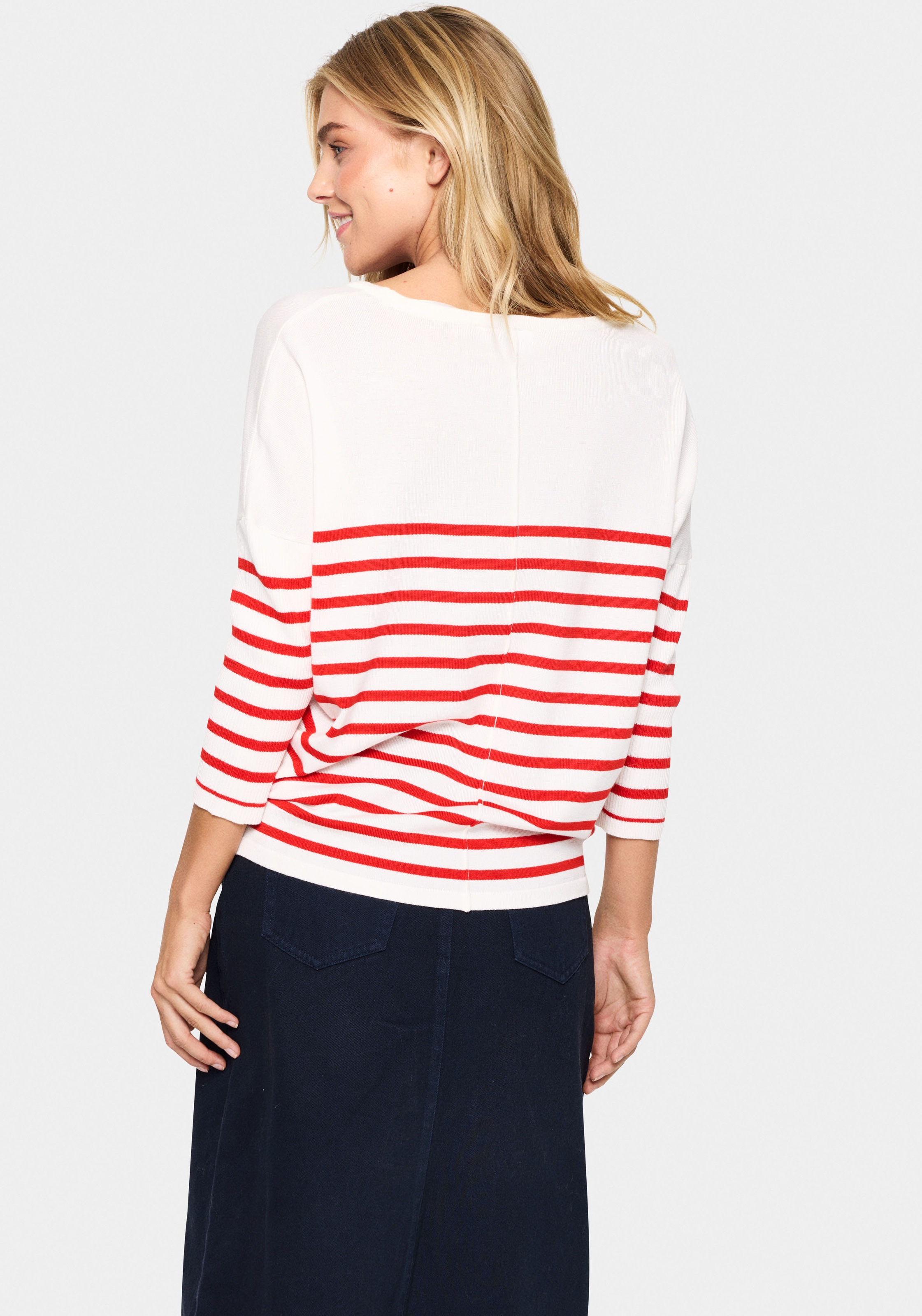 Saint Tropez Strickpullover "MilaSZ R-neck Stripe" Oversize Fit, Feinstrick günstig online kaufen
