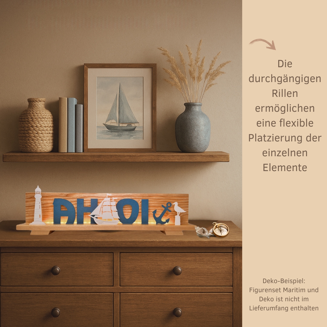 Weigla LED Dekolicht »Dekosockel aus lackiertem Eschenholz, BxHxT: 60x14,4x7 cm« Deko aus dem Erzgebirge für Weihnachten und das ganze Jahr