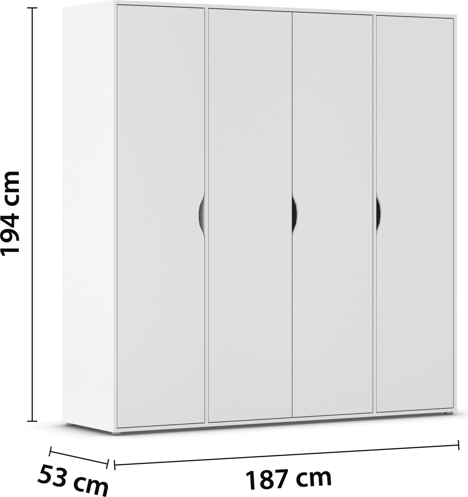 rauch Drehtürenschrank »Kleiderschrank Schrank Garderobe Wäscheschrank NARAI viel Stauraum«, (in 3 verschiedenen Ausstattungen BASIC/CLASSIC/PREMIUM), Griffausfräsungen für eine grifflose Optik TOPSELLER MADE IN GERMANY
