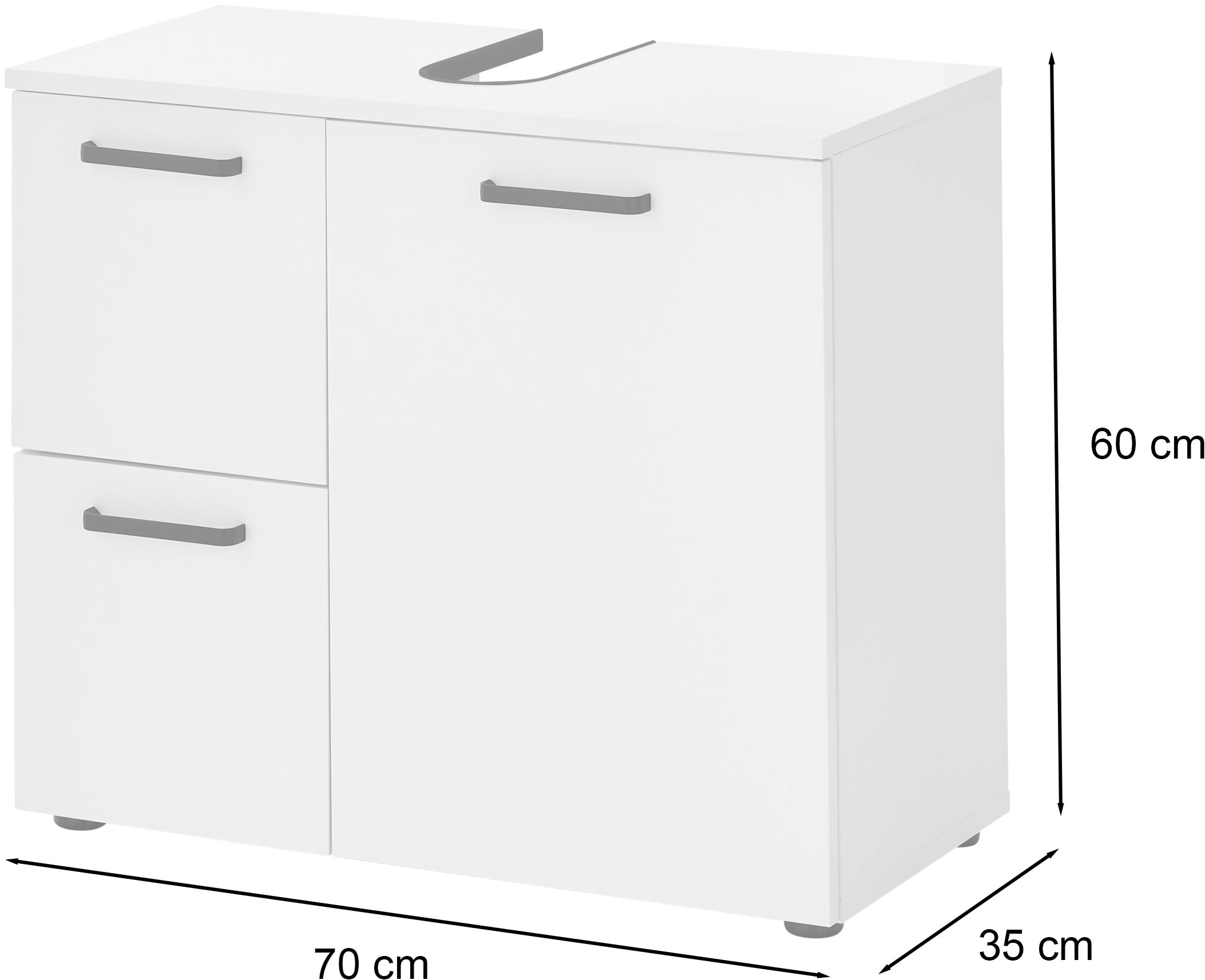 BASIC by Balculina Waschbeckenunterschrank »Vanice, Badezimmerschrank B/H/T 70x60x35cm«, (1 St.), Breite 70cm, Softclose, FSC-Mix 70%,Made in Europa