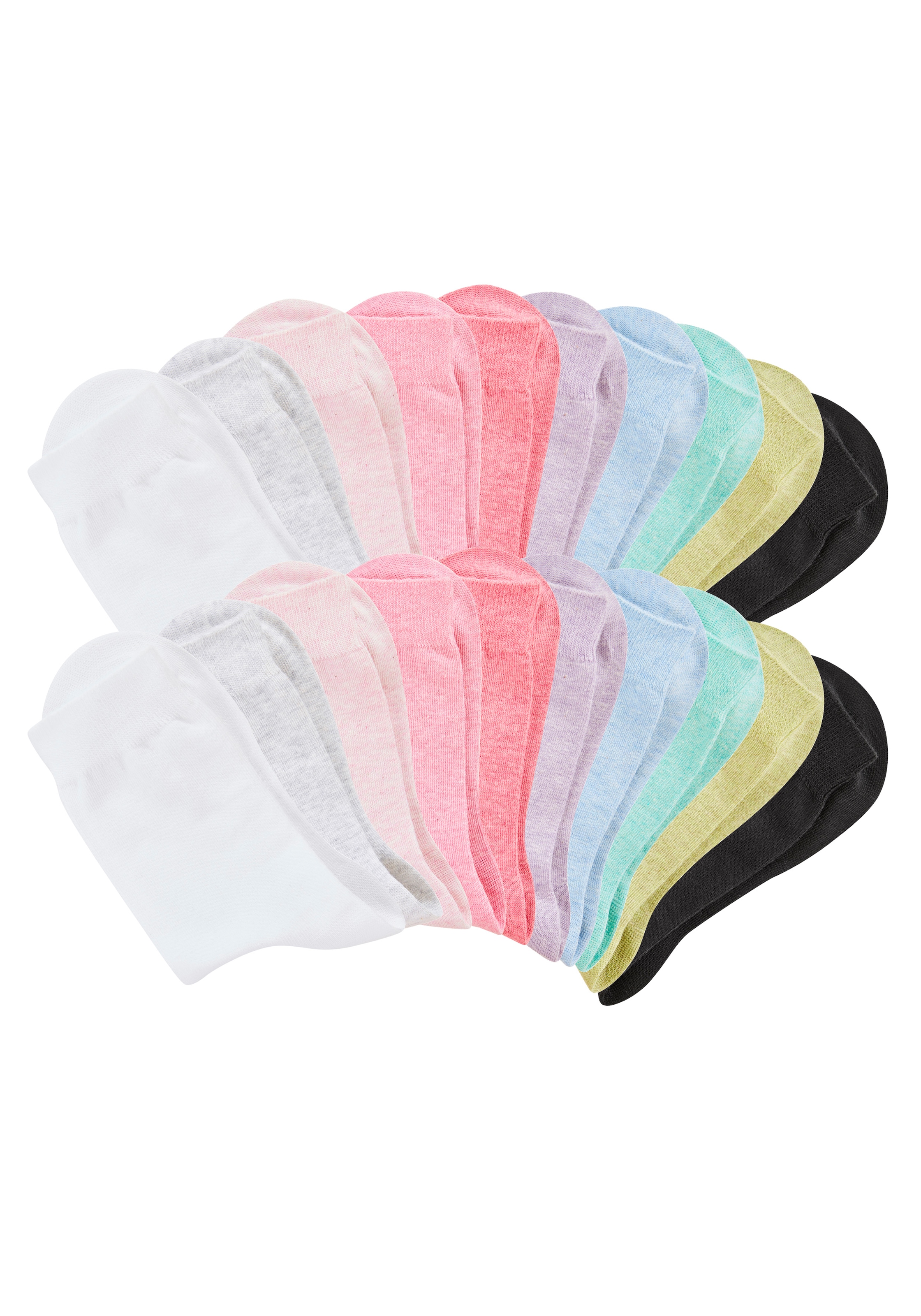 H.I.S Basicsocken »Damensocken, frische melierte Farben; casual« Packung, 20 Paar tlg. Alltagssocken in der Großpackung