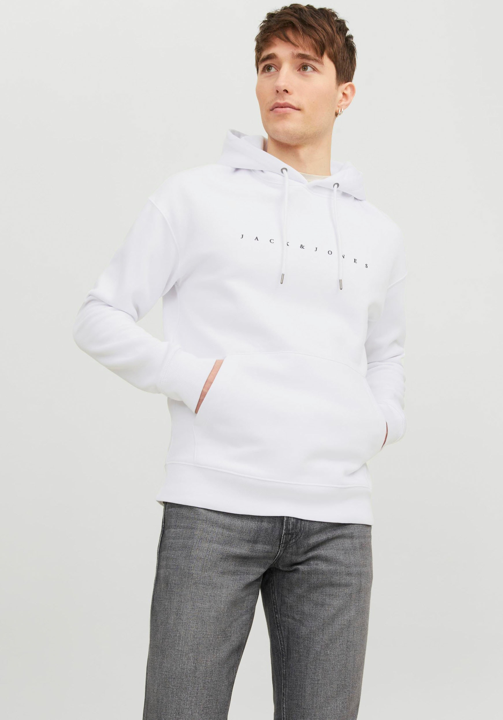 Jack & Jones "JJESTAR mit 3D-Print und Kapuze für vielseitige Anlässe", Baumwollmischung, relaxed fit