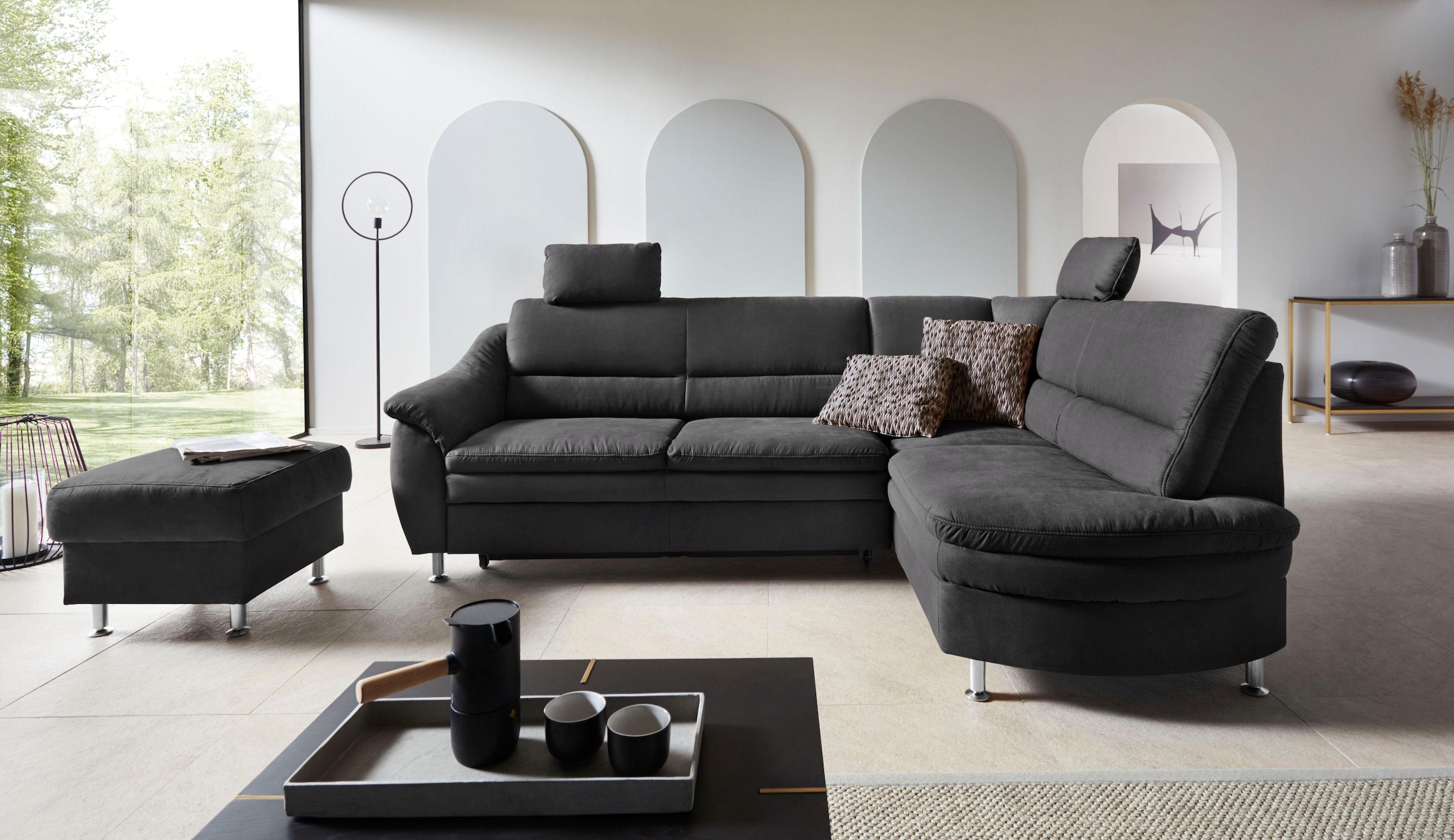 OTTO home Ecksofa "Cardoso L-Form" Federkern, wahlweise mit Bett, Schubkasten