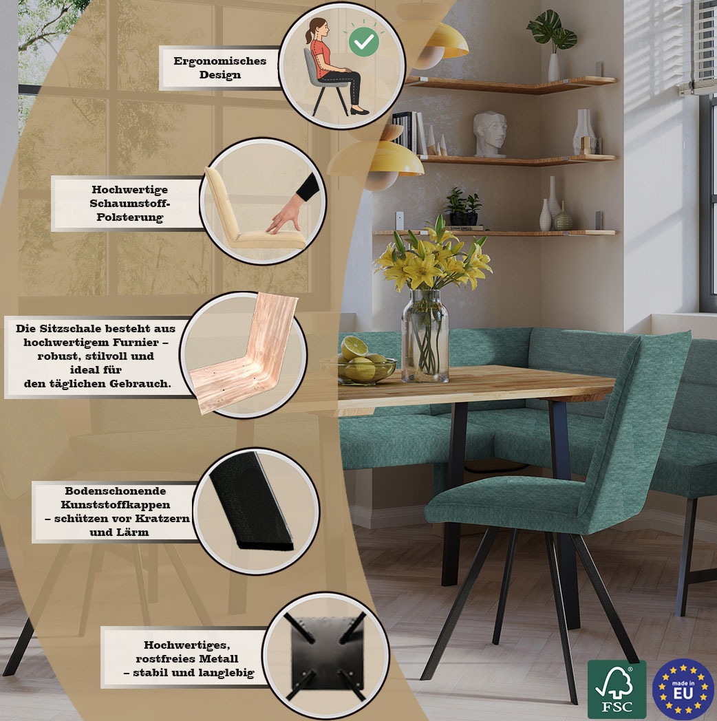 OTTO home 4-Fußstuhl »Sava« (Set) 2 Stk.Metallgestell