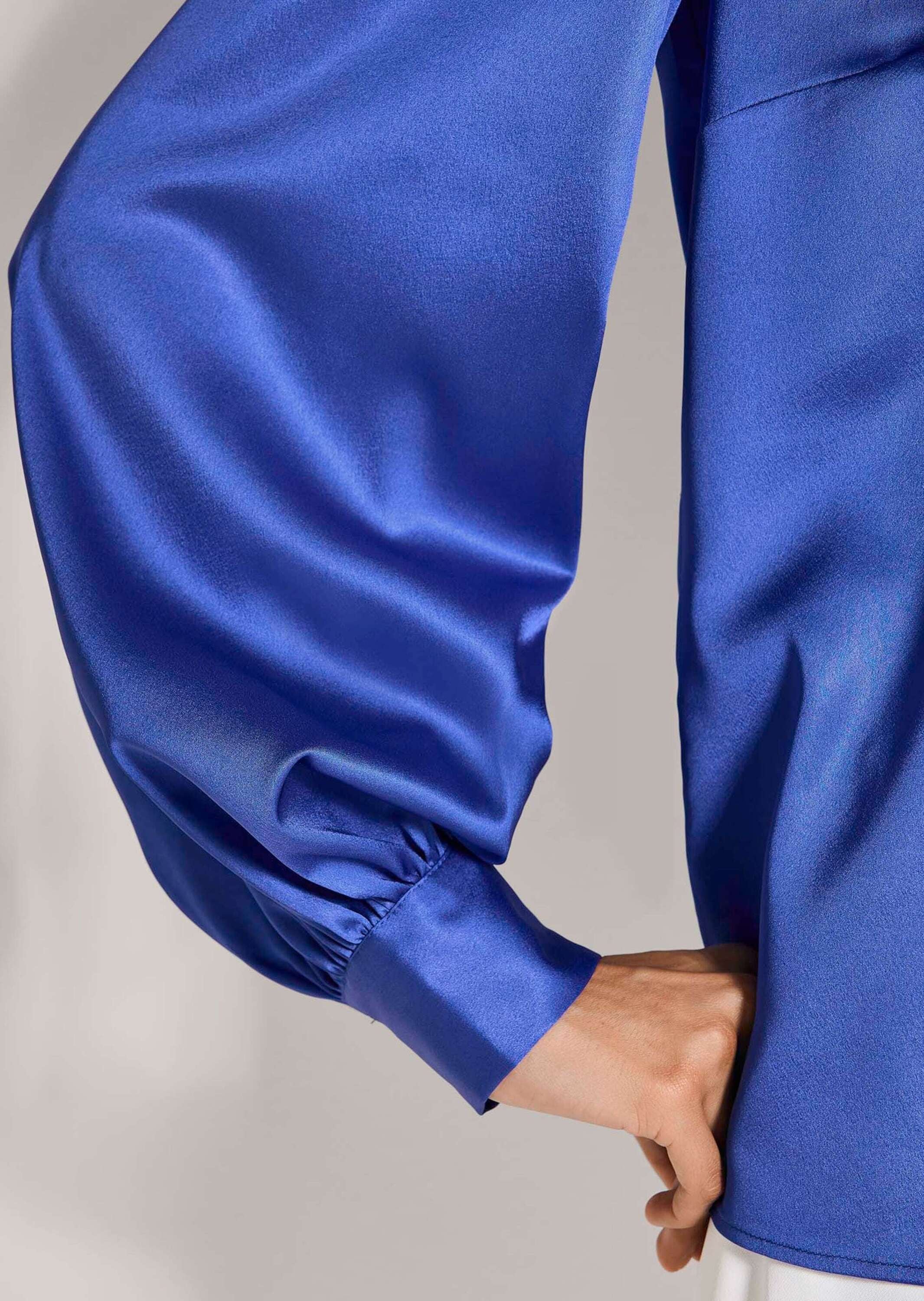 MADELEINE Langarmbluse »Satinbluse Blusenshirt mit schimmerndem Glanz« Markante Mittelnaht