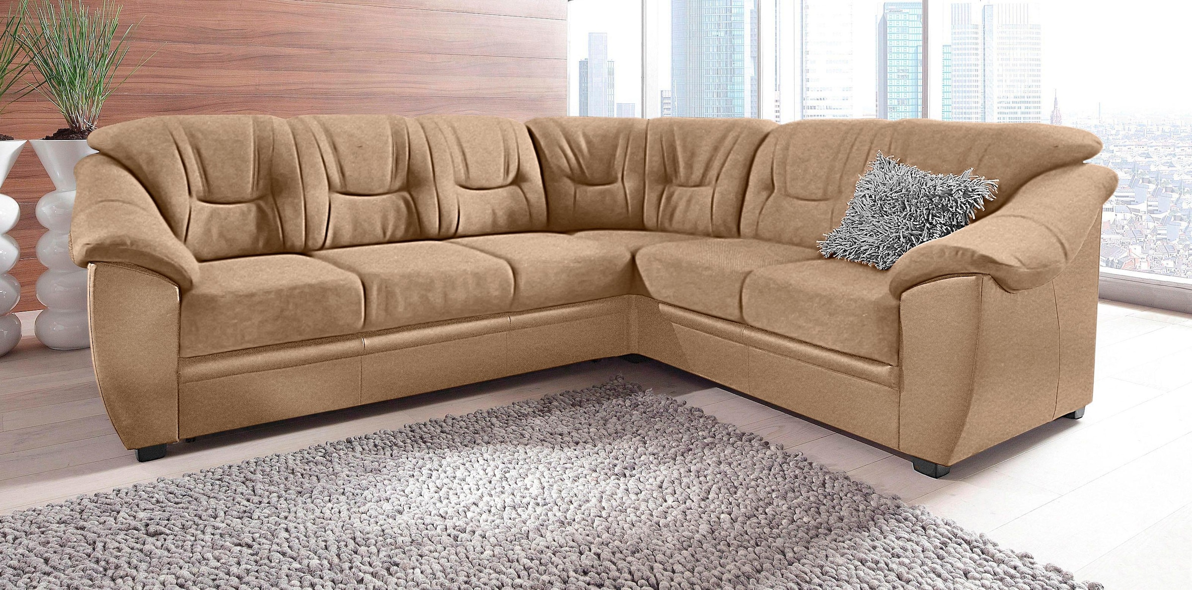 sit&more Ecksofa "Savona L-Form, B. 262 cm, Komfortsitz, Eckcouch mit Stoff- & Lederwahl" optional Schlaffunktion, Liegefl. 120x195 cm