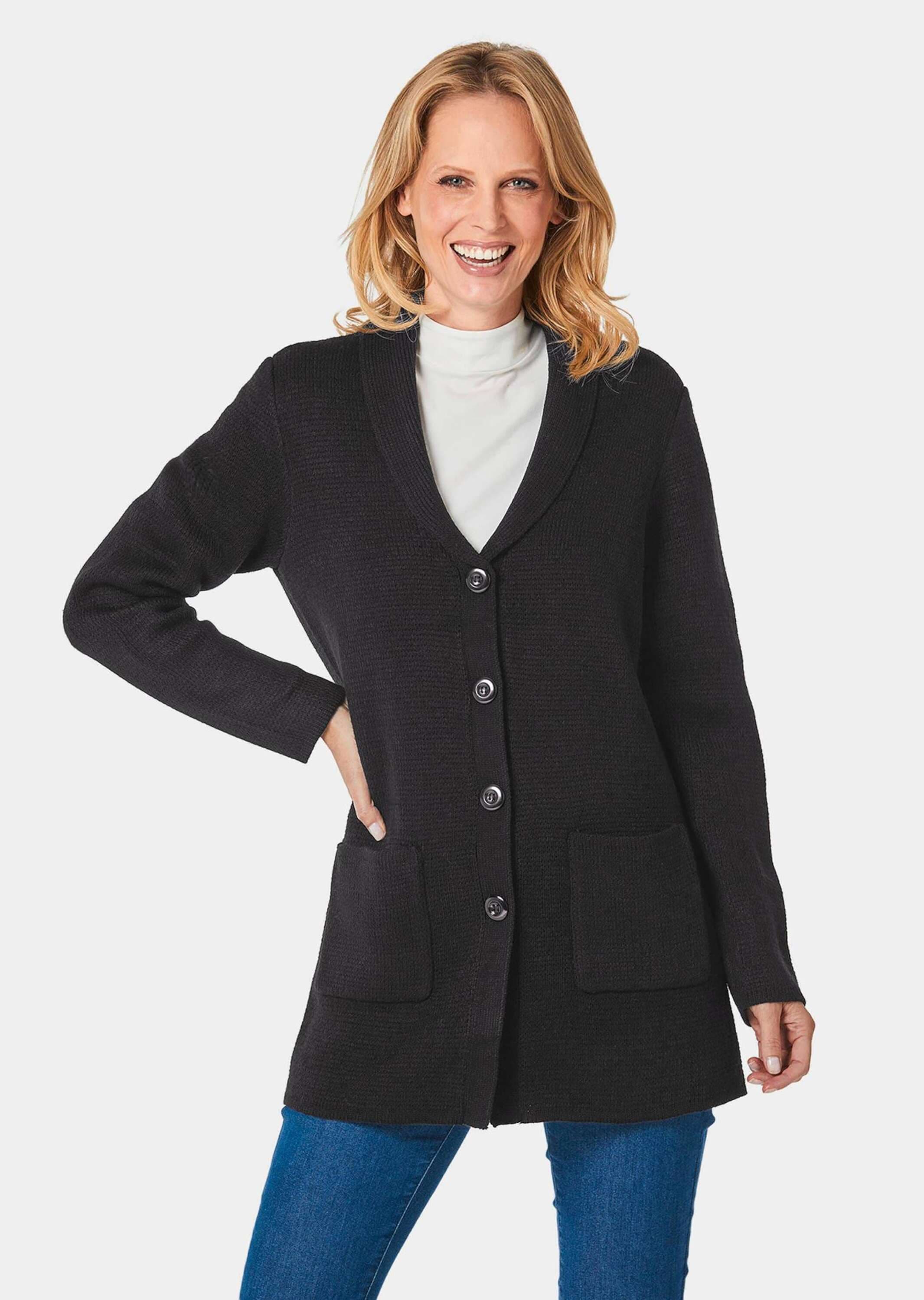 GOLDNER Strickjacke »Strickjacke Kuschelweiche Strickjacke in kaschierender Länge«