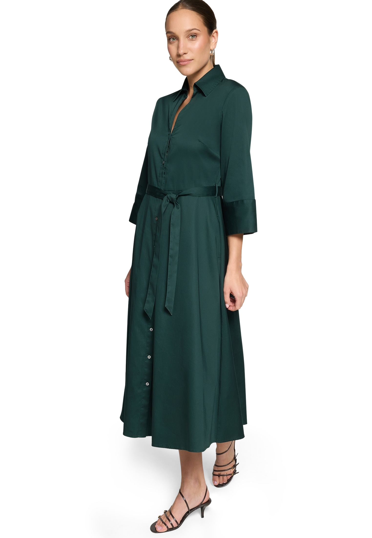 Zero Hemdblusenkleid »Damen mit 3/4 Arm« Ohne Tasche Bindegürtel