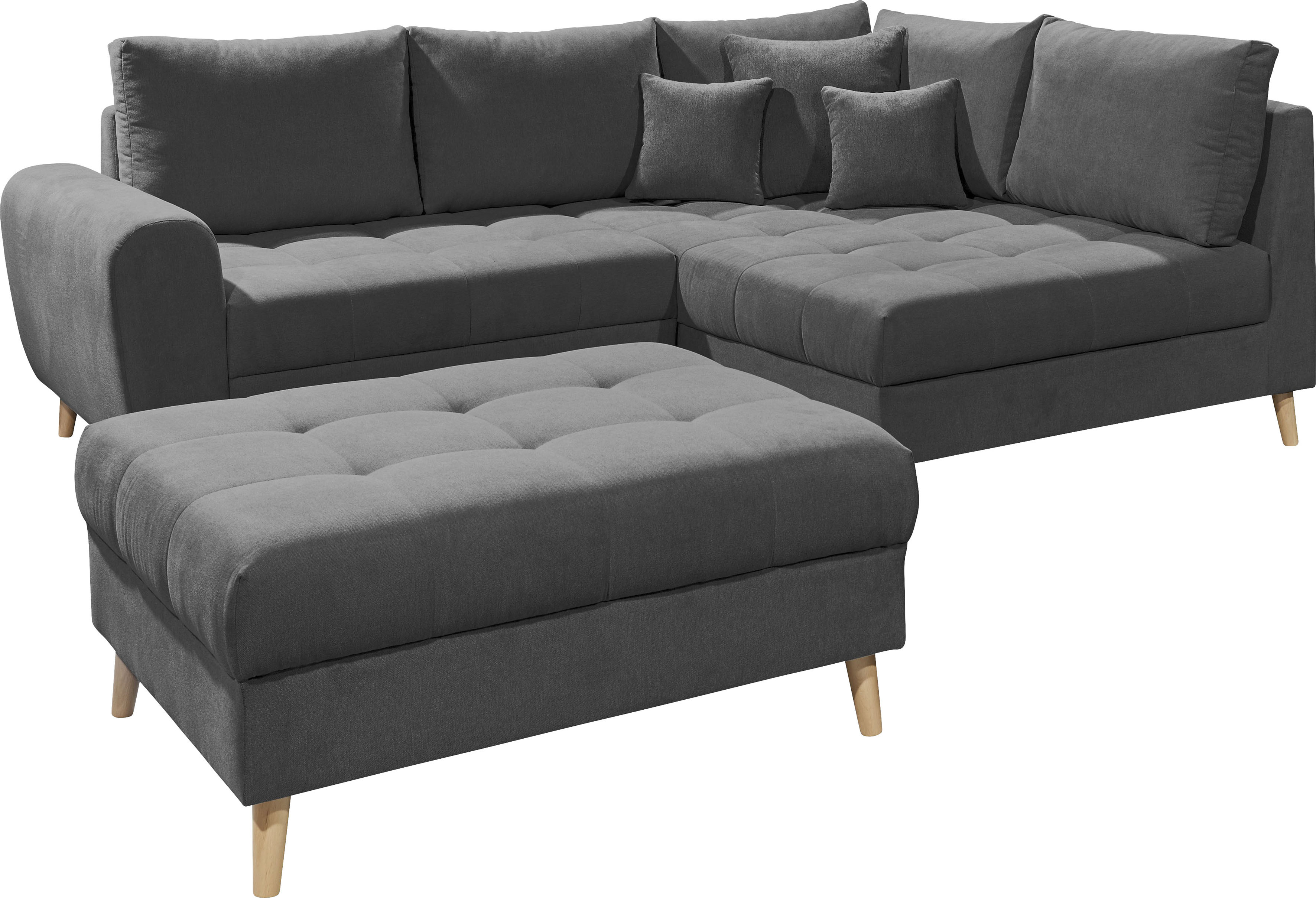 ED EXCITING DESIGN Ecksofa "Alice L-Form" mit Hocker & 3 Zierkissen günstig online kaufen