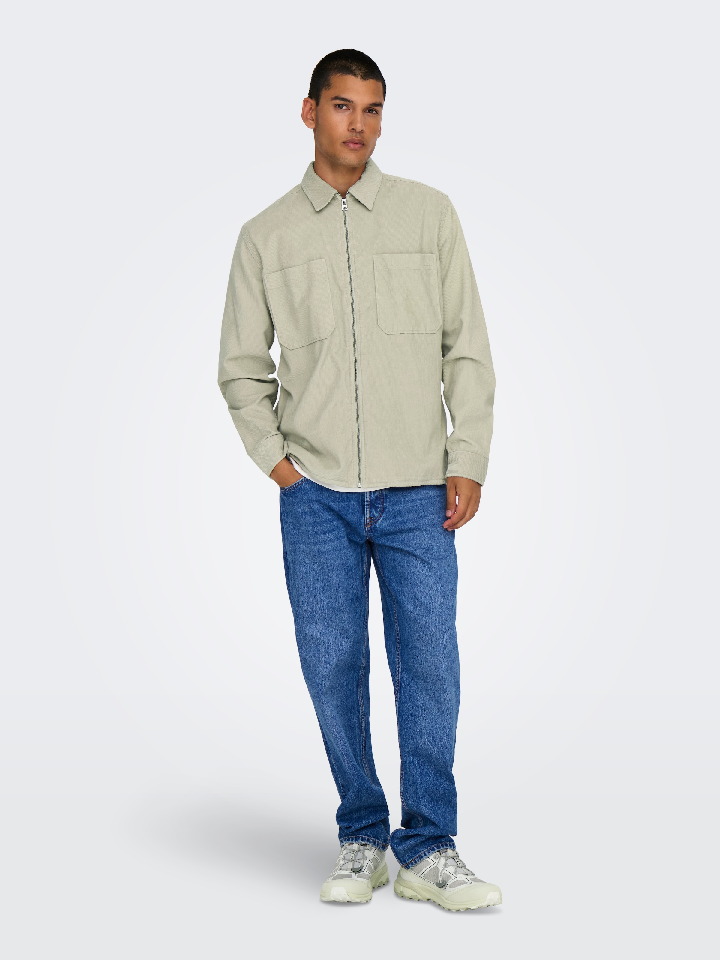 ONLY & SONS Langarmhemd »ONSALP 14W RLX 2PKT WASHD CORD LS ZIP«