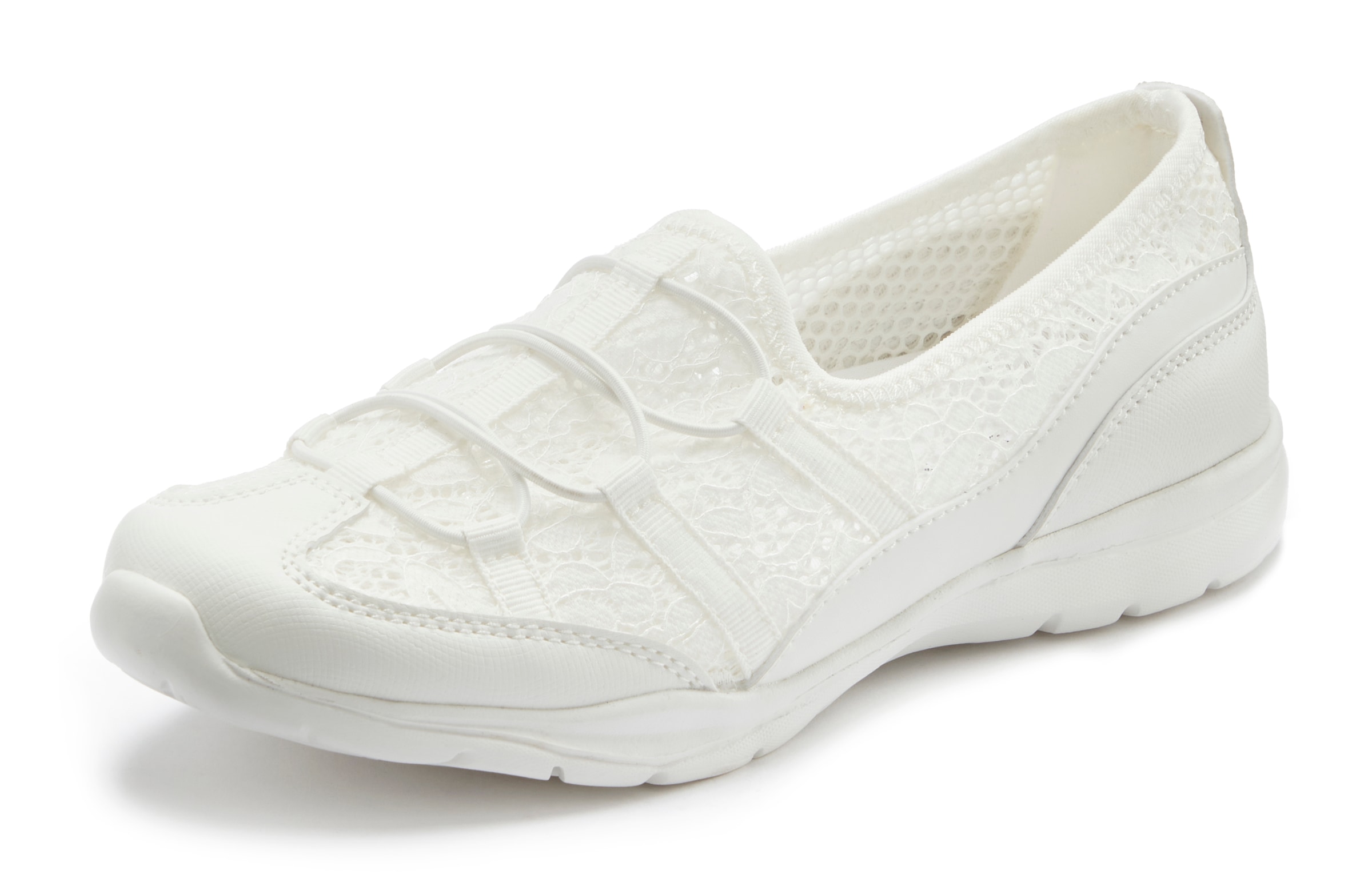 LASCANA Sneaker, Freizeitschuh, Halbschuh, leichter Slipper, Spitzen-Einsatz VEGAN