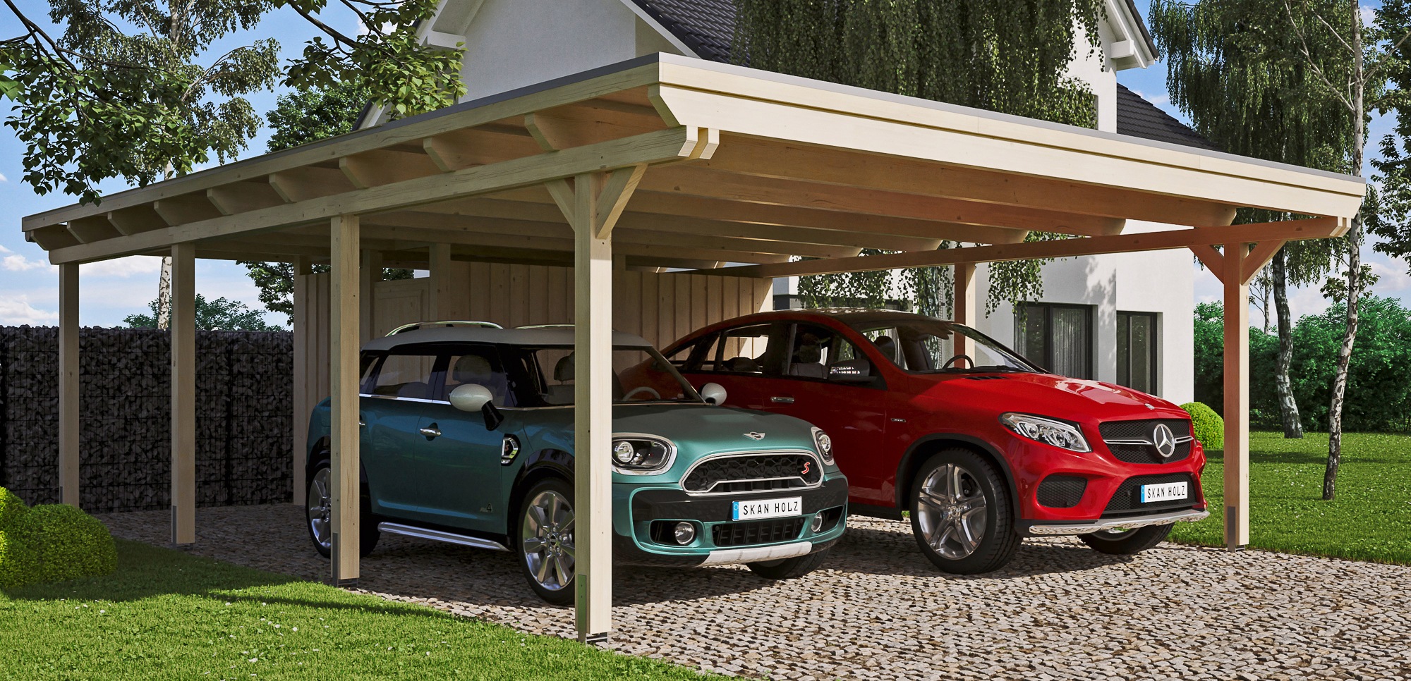 Doppelcarport SKANHOLZ, beige, Carports, "Emsland"
