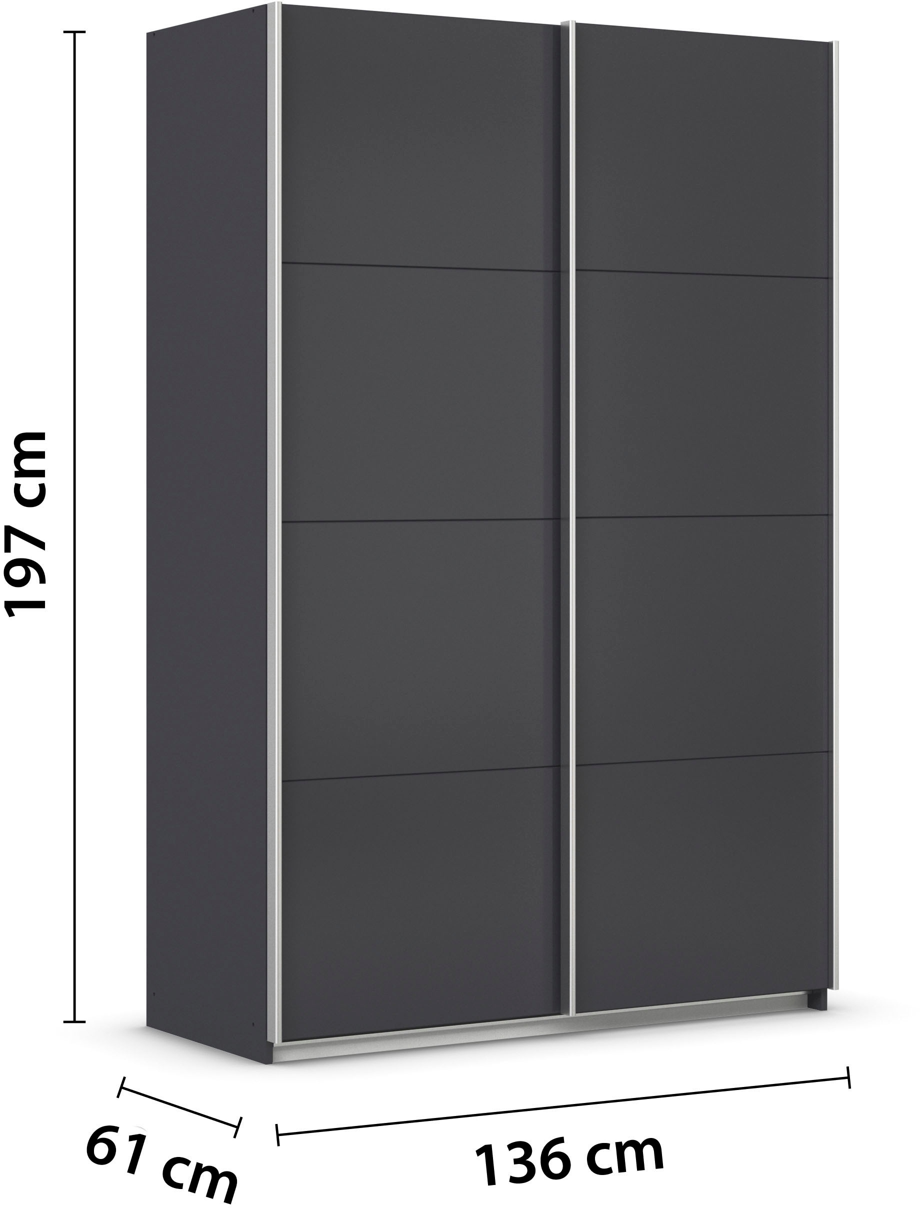 INOSIGN BY RAUCH Schwebetürenschrank »Kleiderschrank Schrank Garderobe Schlafzimmerschrank THANOS« in 3 verschiedenen Ausstattungen BASIC/CLASSIC/PREMIUM,  Optional mit Spiegel, Metall-Griffleisten alufarben MADE IN GERMANY