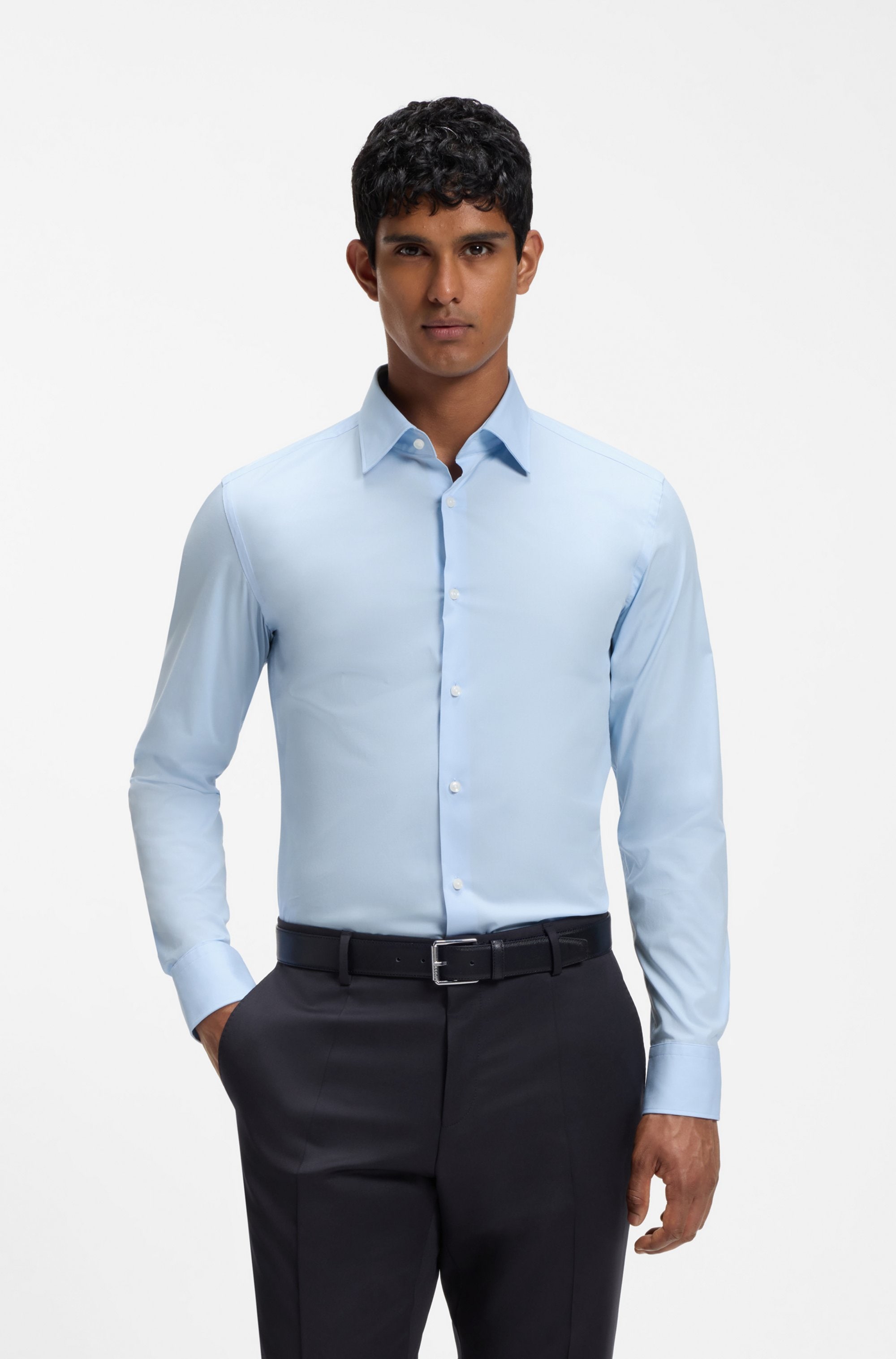 BOSS "Hank" Kentkragen, Slim-Fit, bügelleichte Qualität