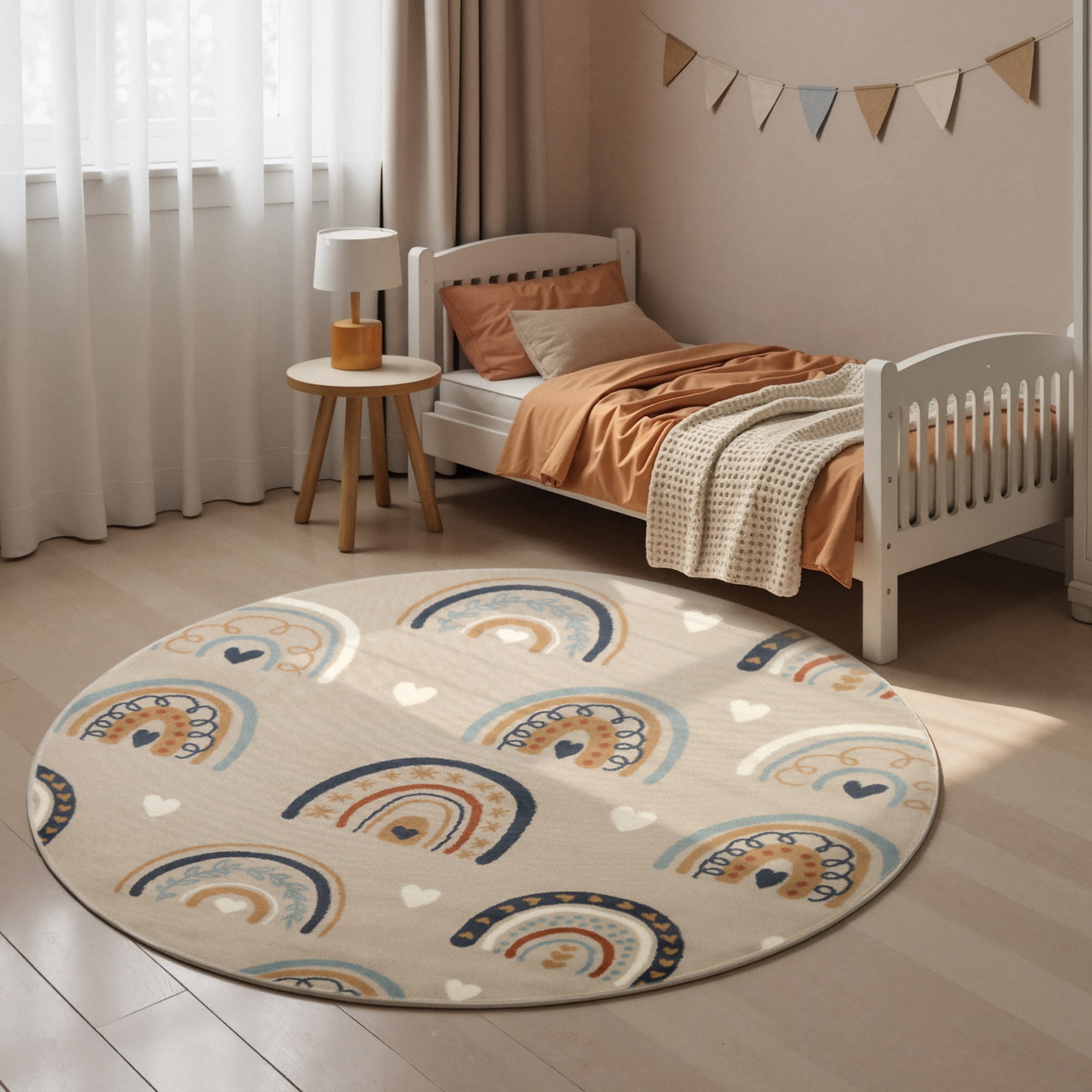 Kinderteppich HANSE HOME "Bowie", beige multifarben, H:10mm Ø:160cm, Polypropylen, Teppiche, Kinderteppich, Pflegeleicht, Weich, Kinderzimmer, Spielteppich, Spielunterlage