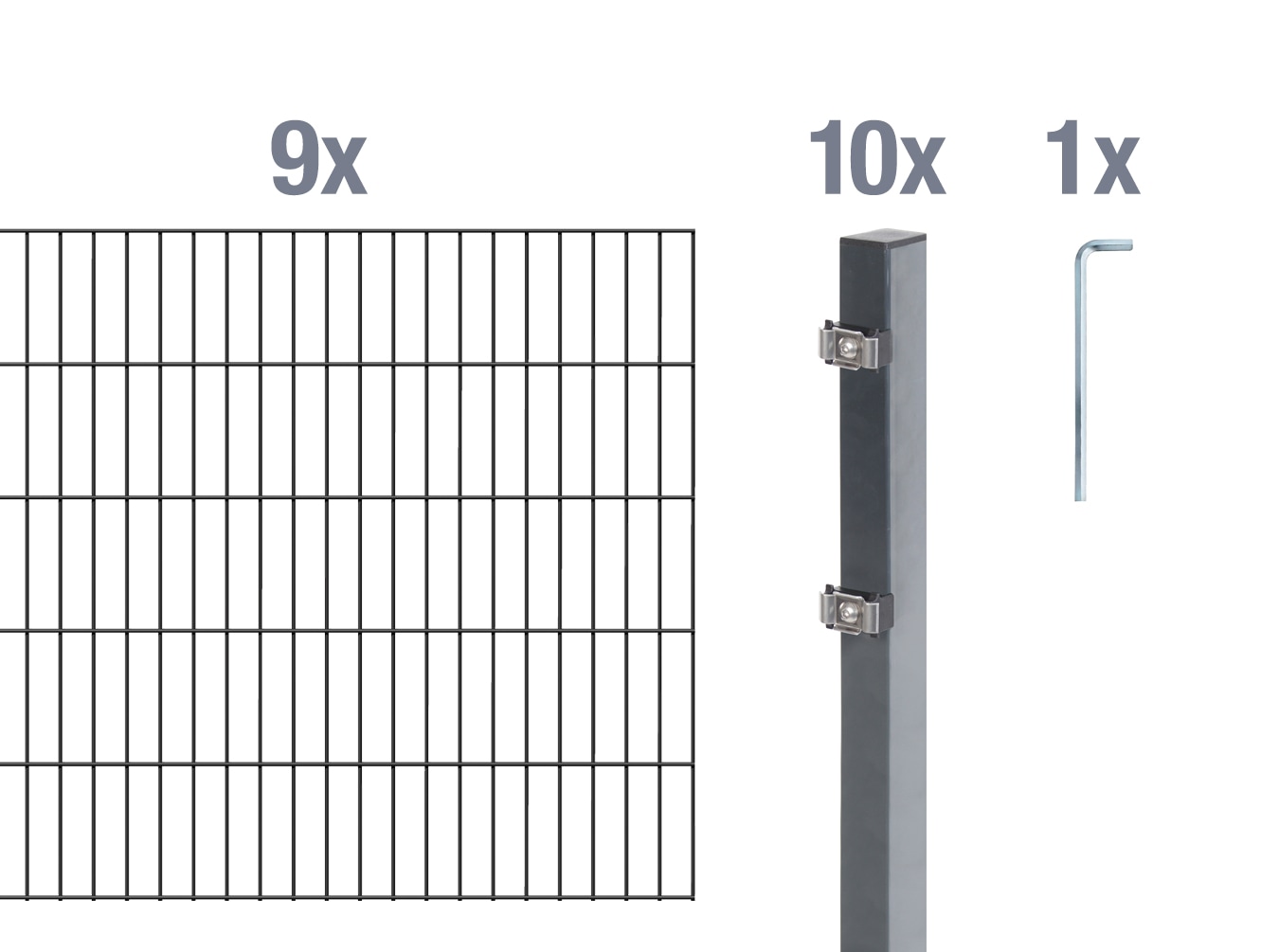 Alberts Doppelstabmattenzaun "Grundset" Höhe: 80-200 cm, Gesamtlänge: 4-30 m, zum Einbetonieren
