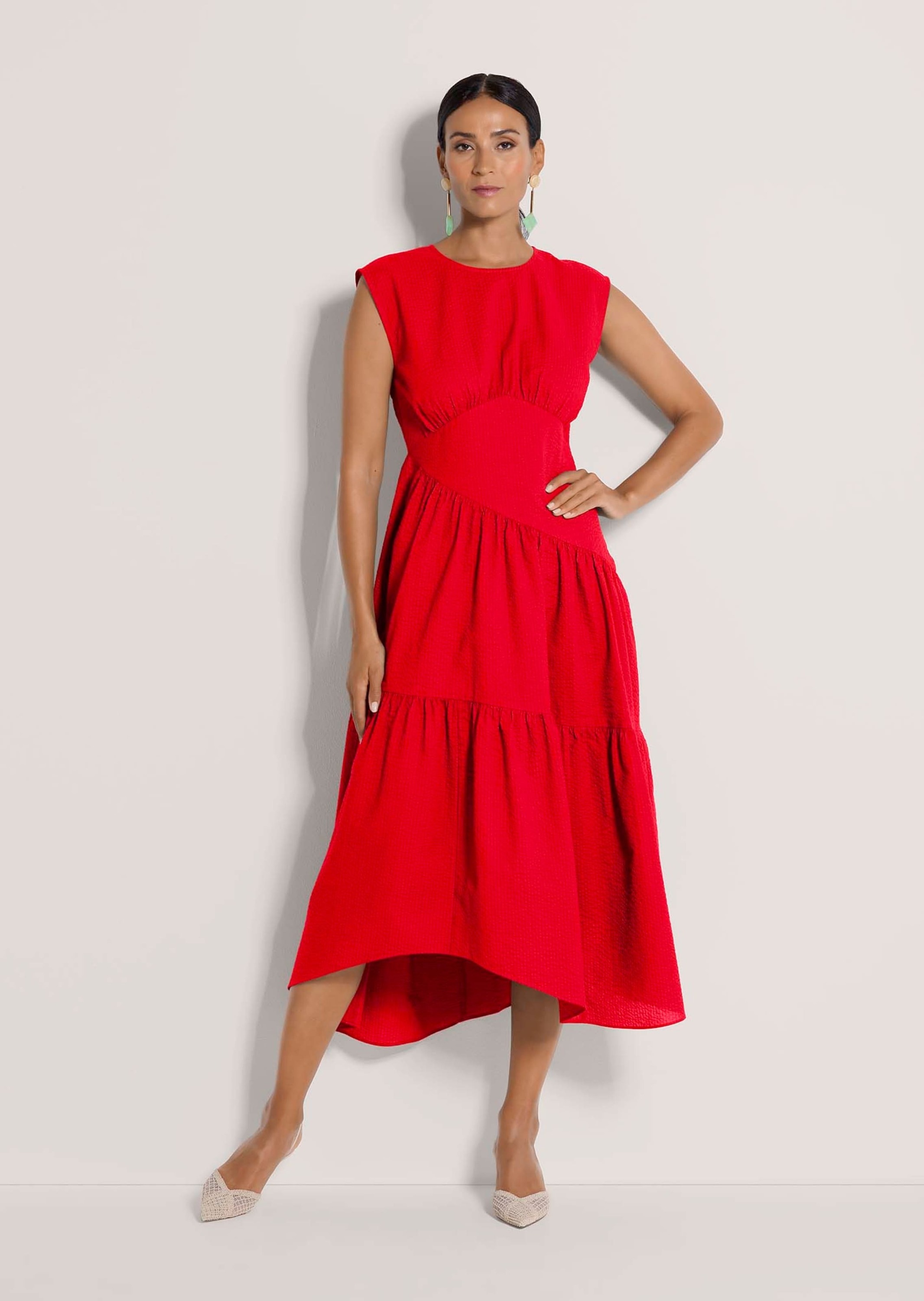 MADELEINE Midikleid "Midikleid Baumwollkleid mit Stufenrock" Kleid mit asym günstig online kaufen