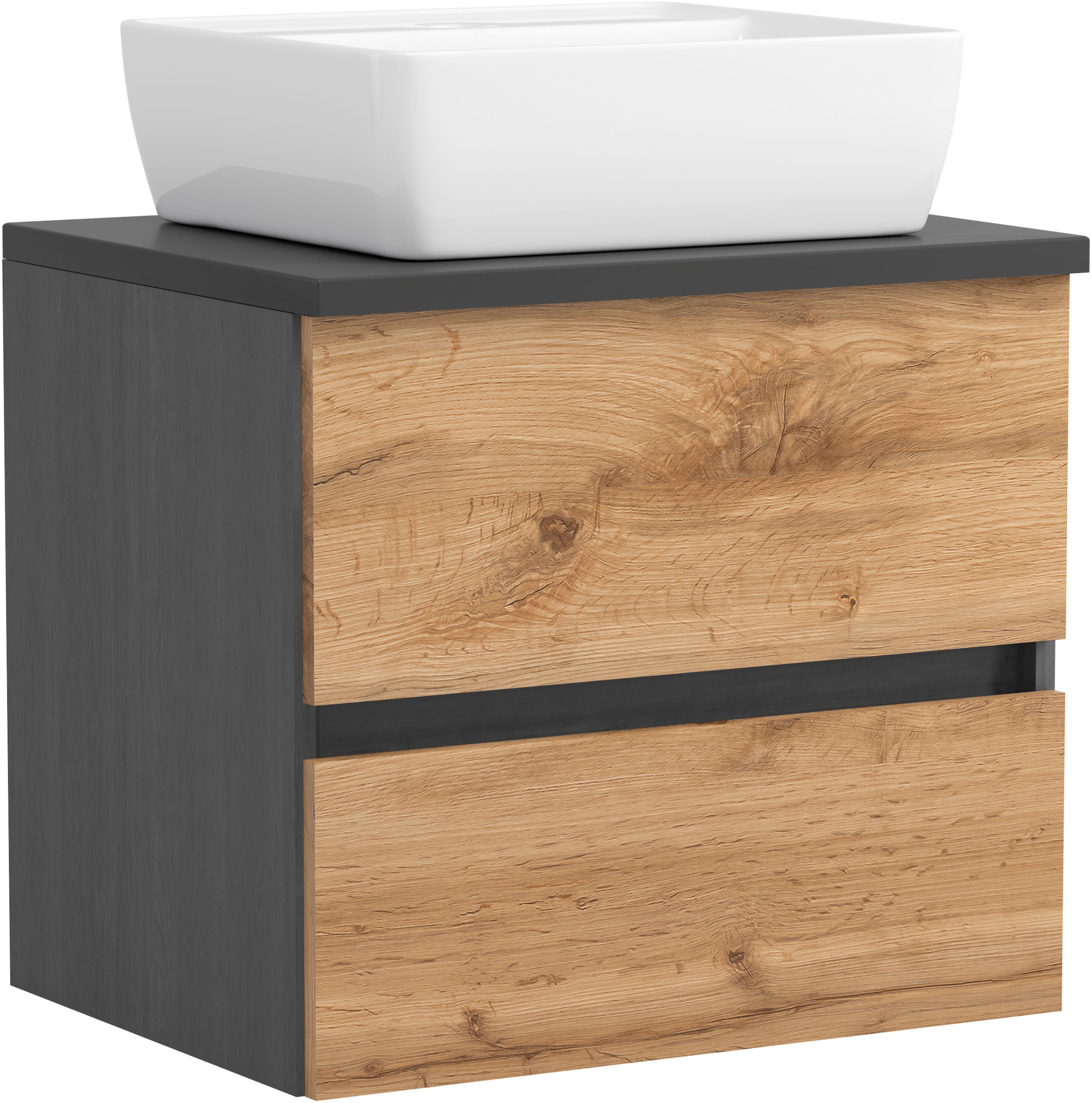 OTTO home "BOZEN, Aufsatz-Waschtisch mit Keramkbecken" Aufsatz-Keramkibecken, grifflose Front