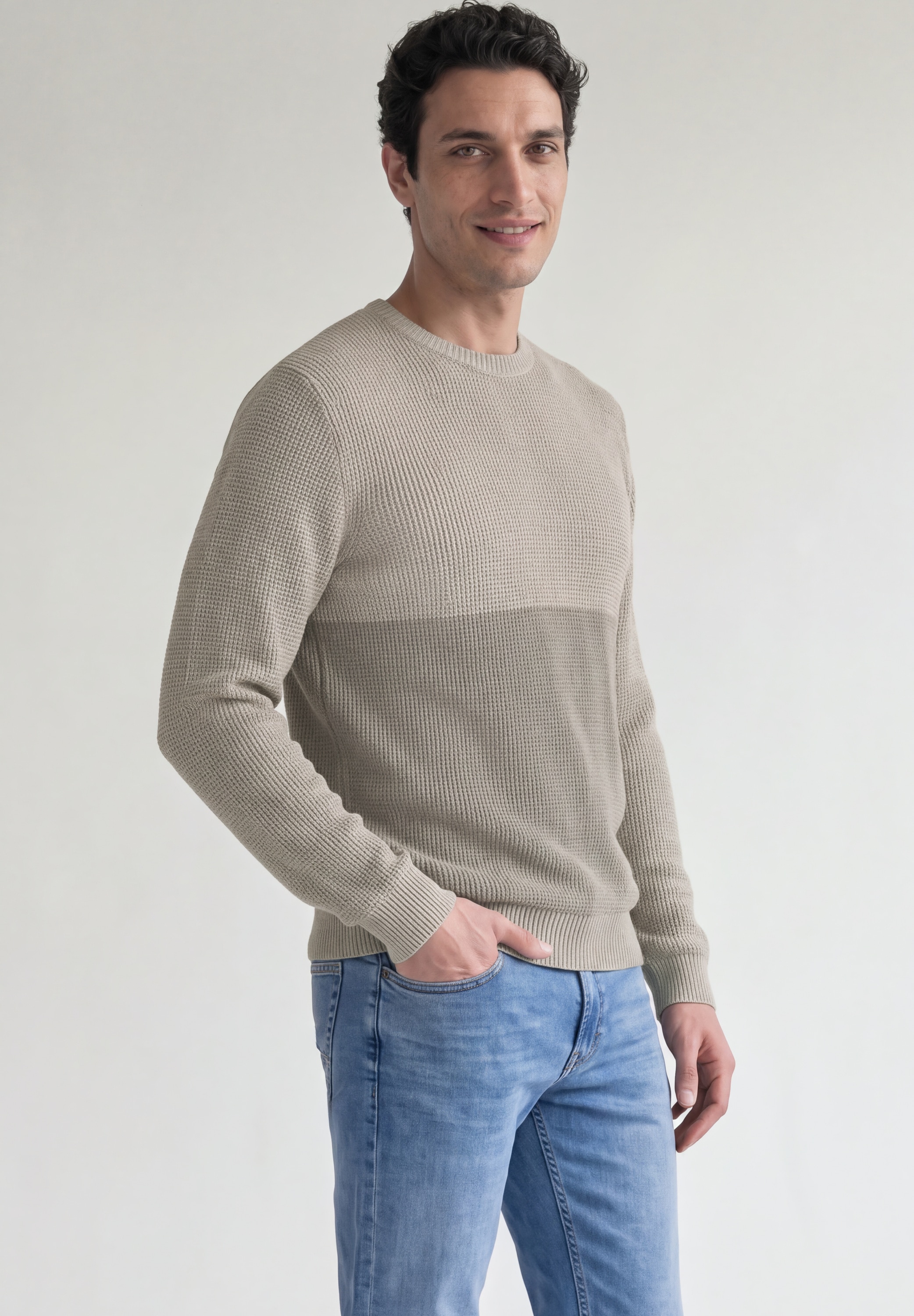 STREET ONE MEN Strickpullover aus reiner Baumwolle