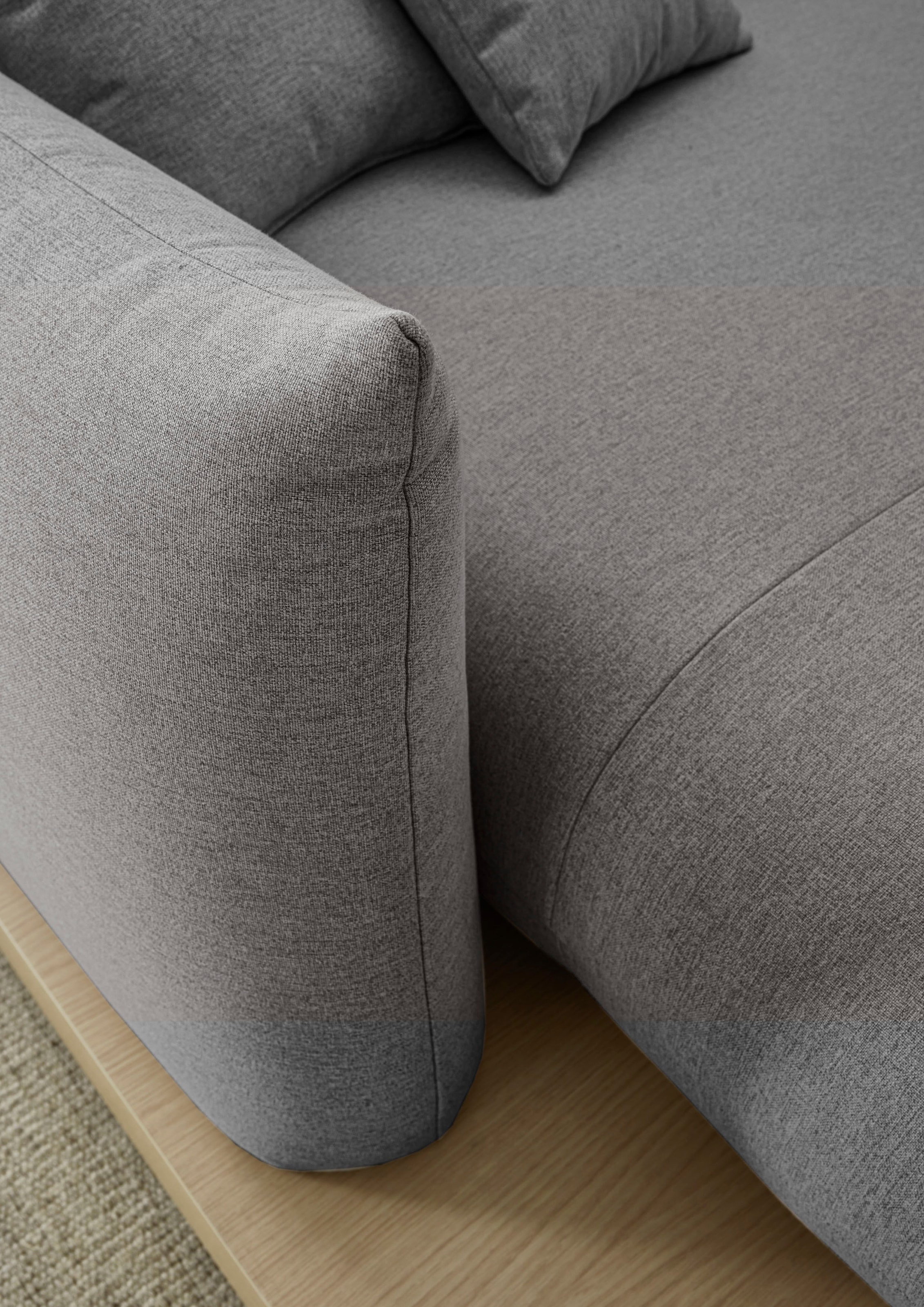 OTTO home Ecksofa »Kalix, Polsterecke mit kräftigem Holz-Plateau, moderne Couch in L-Form«, wahlweise Recamiere links o. rechts, Strukturstoff, hoher Sitzkomfort