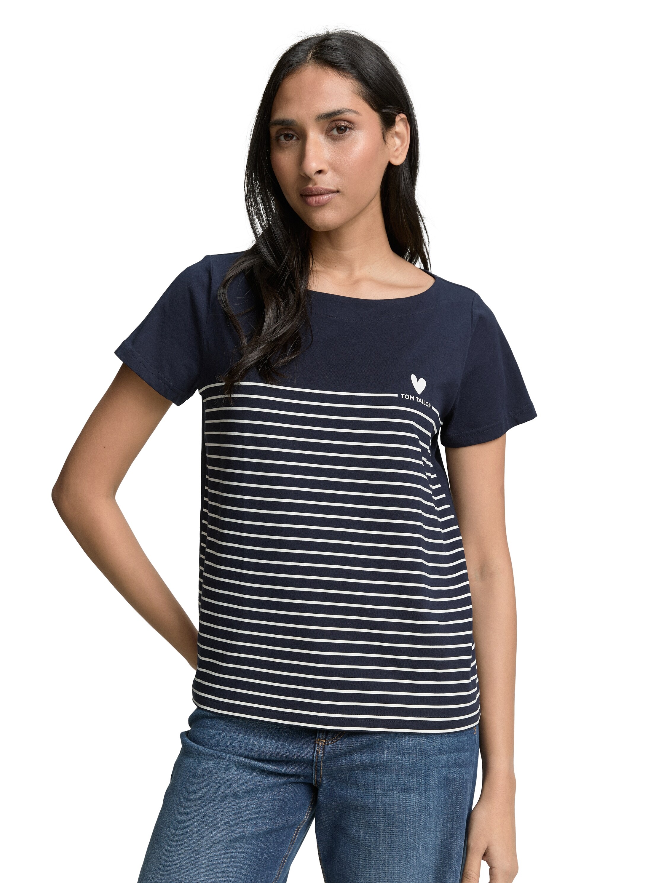 TOM TAILOR Print-Shirt 2 Stk. mit Streifen- und Logoprint günstig online kaufen