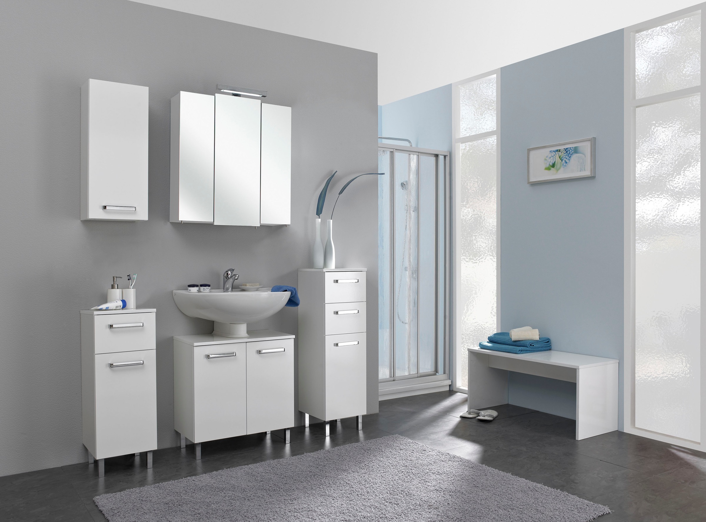 Thumbnail - Saphir Hängeschrank "Quickset Wand-Badschrank 25 cm breit mit 1 Tür und 2 Einlegeböden" Badezimmer-Hängeschrank inkl. Tü...