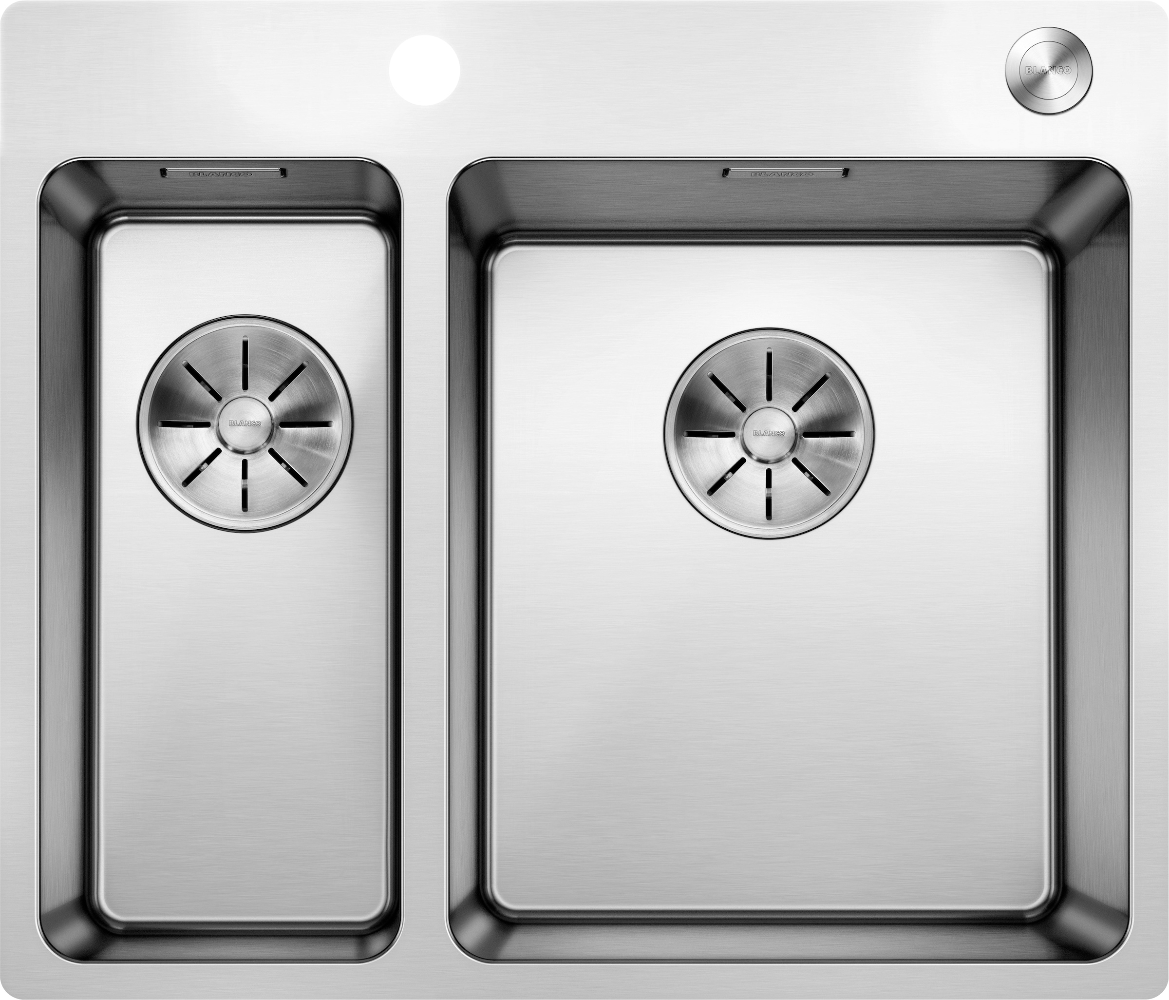 Edelstahlspüle BLANCO, B:50cm H:19cm T:59cm, grau, Edelstahl, Küchenspülen, "ANDANO 340/180-IF/A", zum wechselseitigen Einbau geeignet