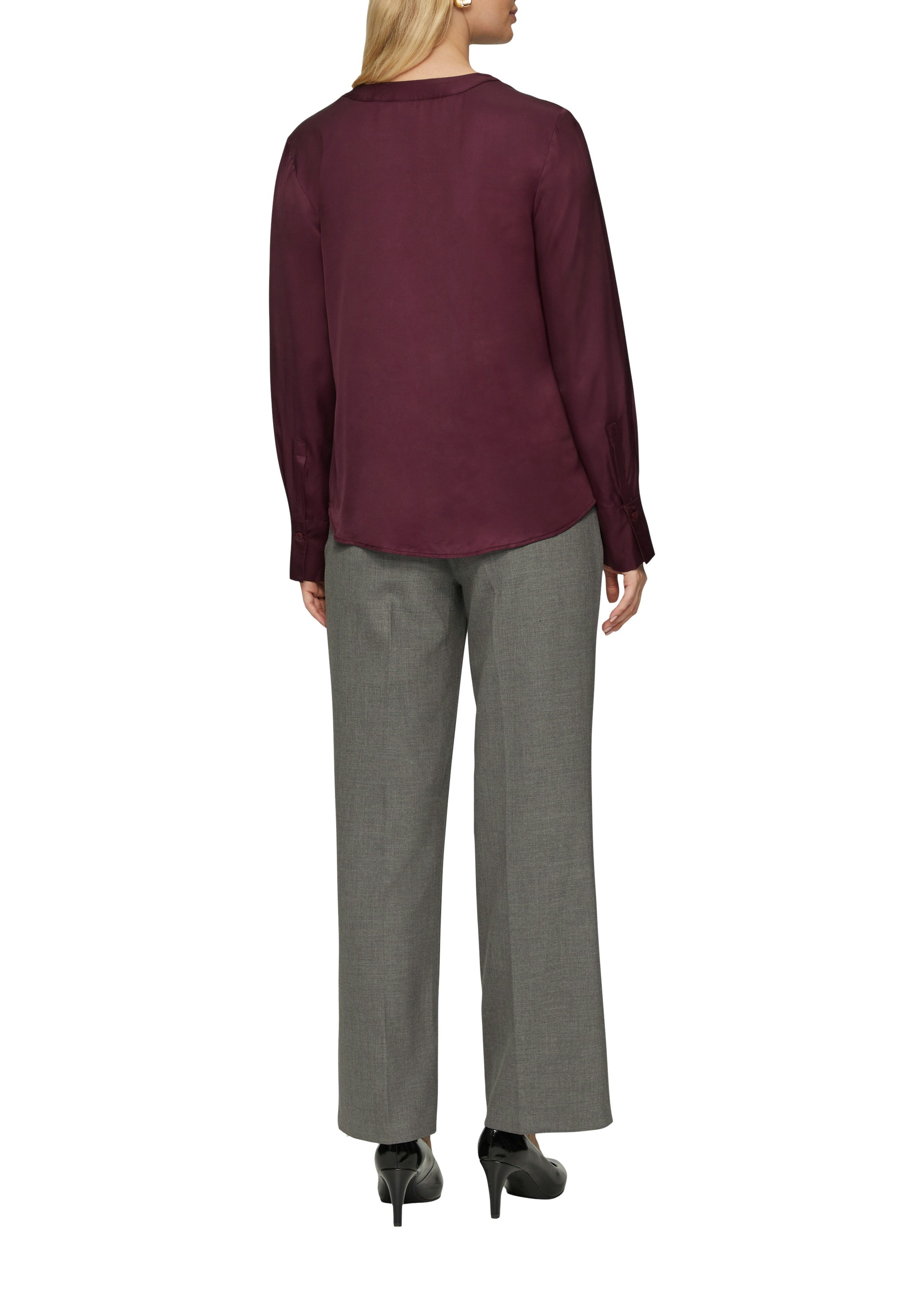 s.Oliver BLACK LABEL Langarmbluse mit gerafftem Ausschnitt