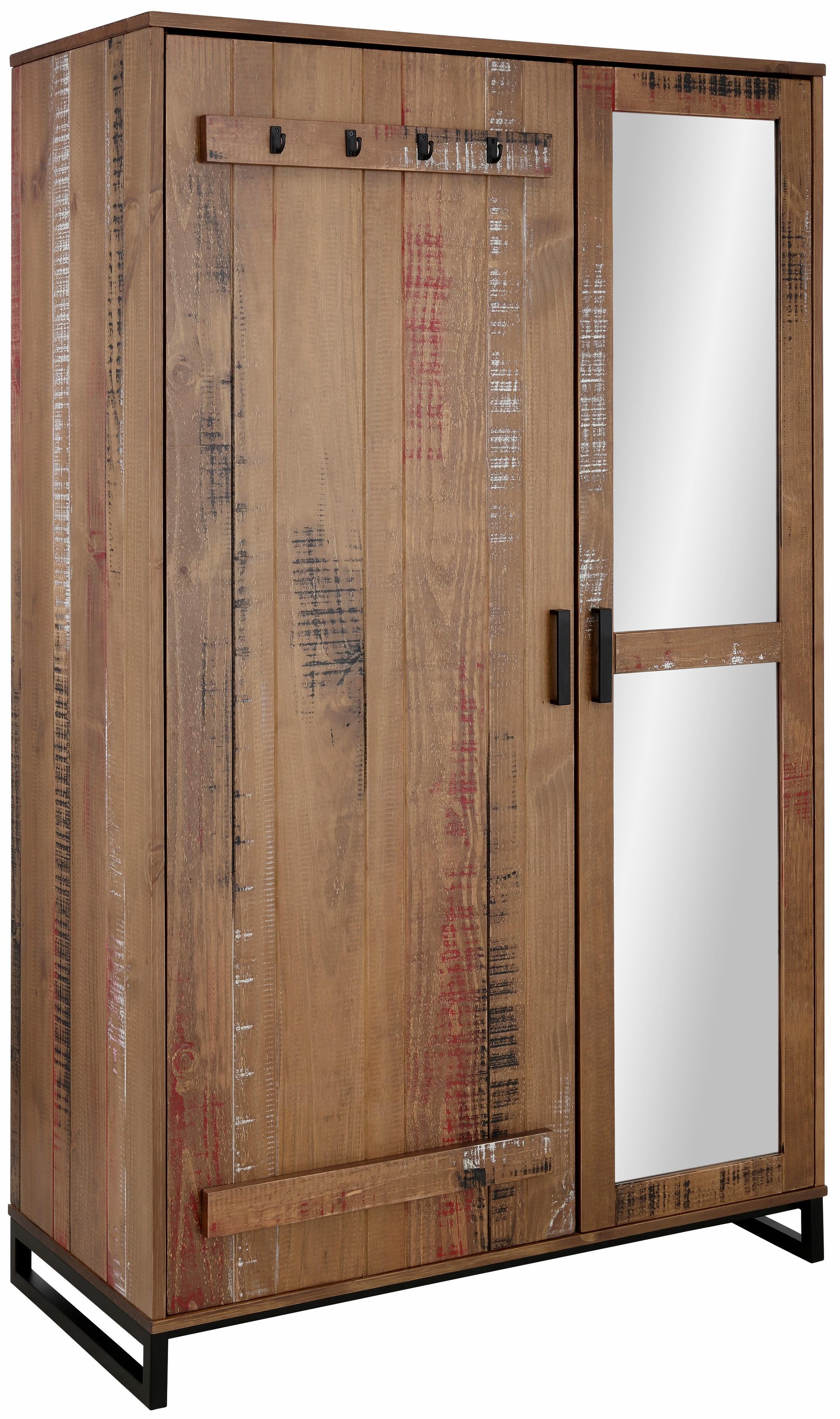 Preisvergleich für Türfronten BxHxT | SKU: cm, Höhe 110x52x180 Spiegel, Ladendirekt Massivholz, 440811 cm, Garderobenschrank 180 Home Stauraummöglichlkeiten, affaire und aus mit Santos, besonderen 1 viele