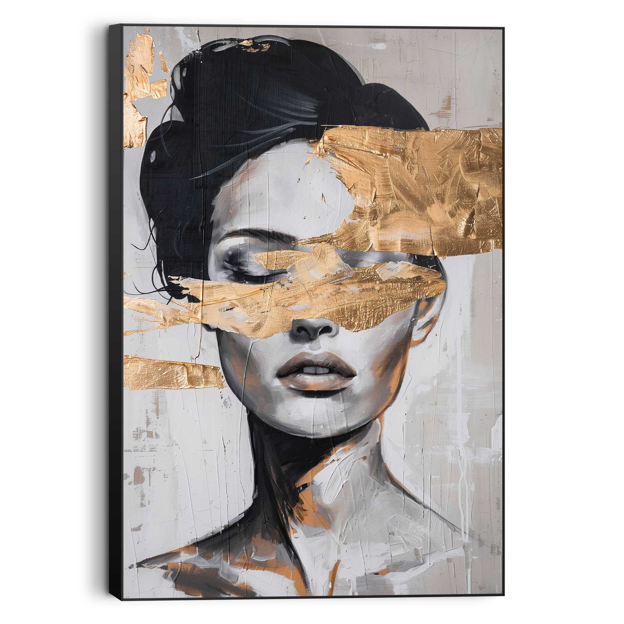 Reinders Wandbild "Lady Gold", Wohnzimmer - Schwarz - MDF - Menschen - 60x9 günstig online kaufen