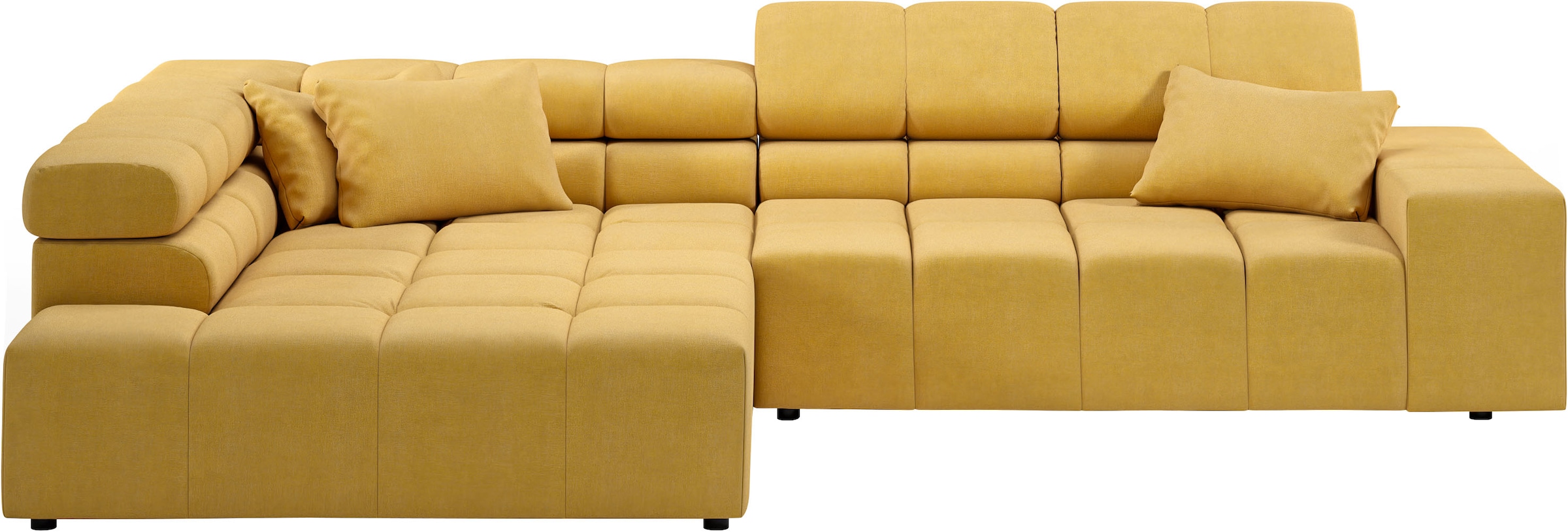 INOSIGN Ecksofa »Ancona incl. Kopfteilverstellung, Zierkissen Breite 319cm, L-Form«, wahlweise motorische Sitztiefenverstellung, auch in Cord + Easy Care