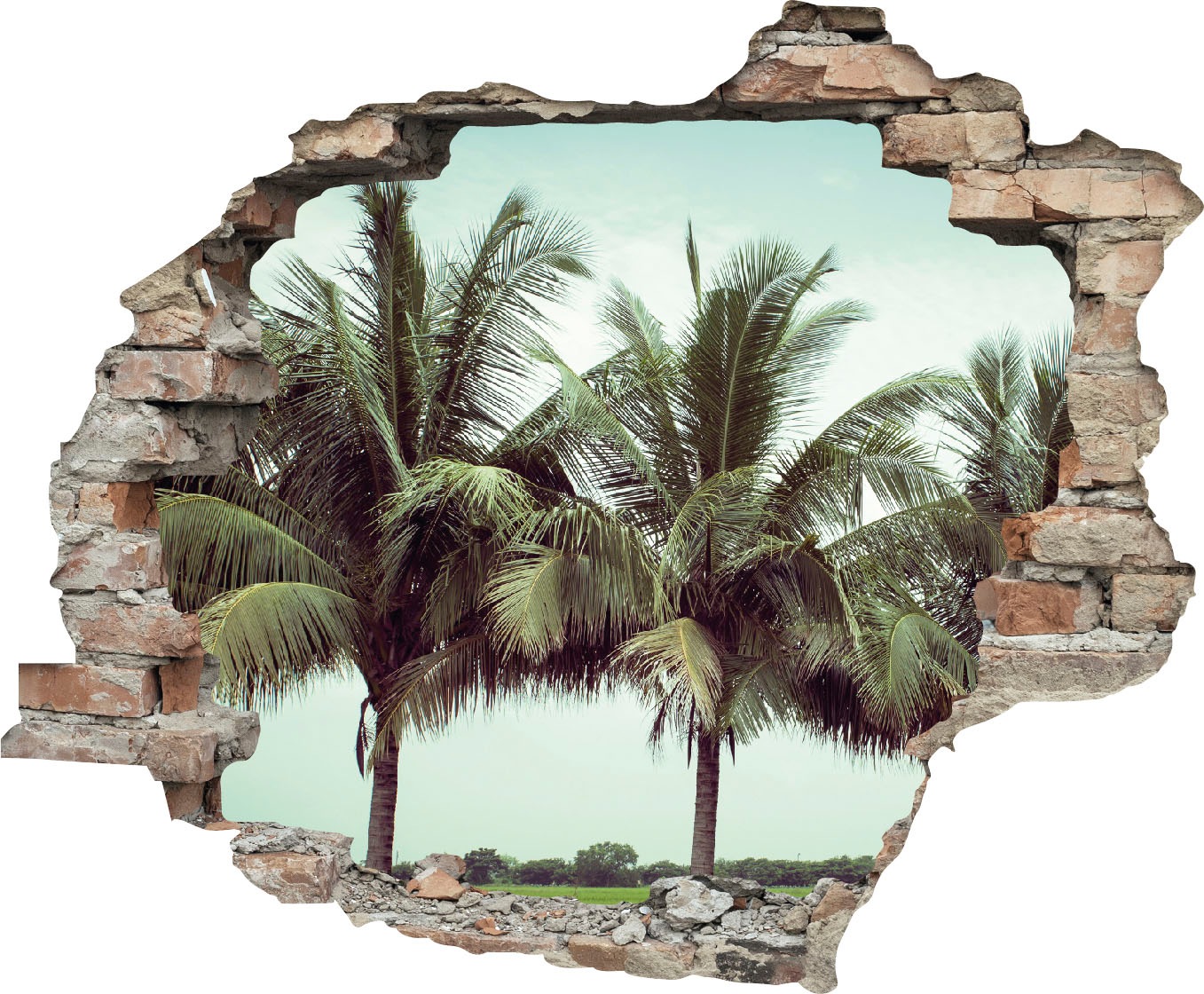 queence Wandtattoo »Palmen«, (1 St.), Wandsticker, Wandbild, selbstklebend, 3D, Wanddurchbruch