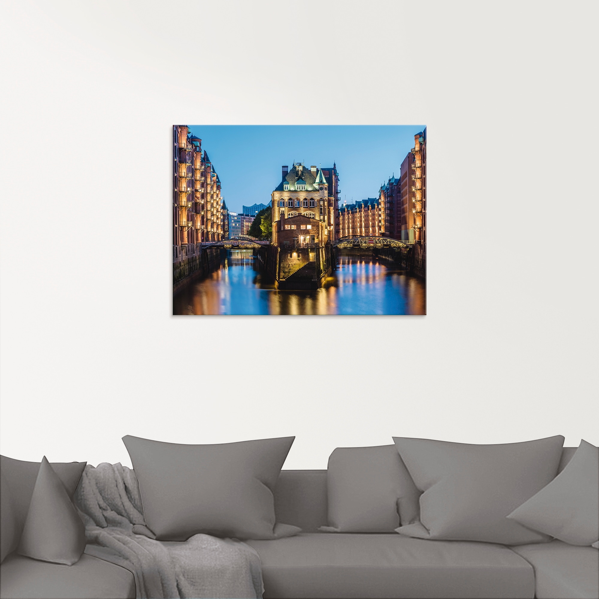 Artland Glasbild »Hamburg Wasserschloss in Speicherstadt 2«, Gebäude, (1 St.), in verschiedenen Größen