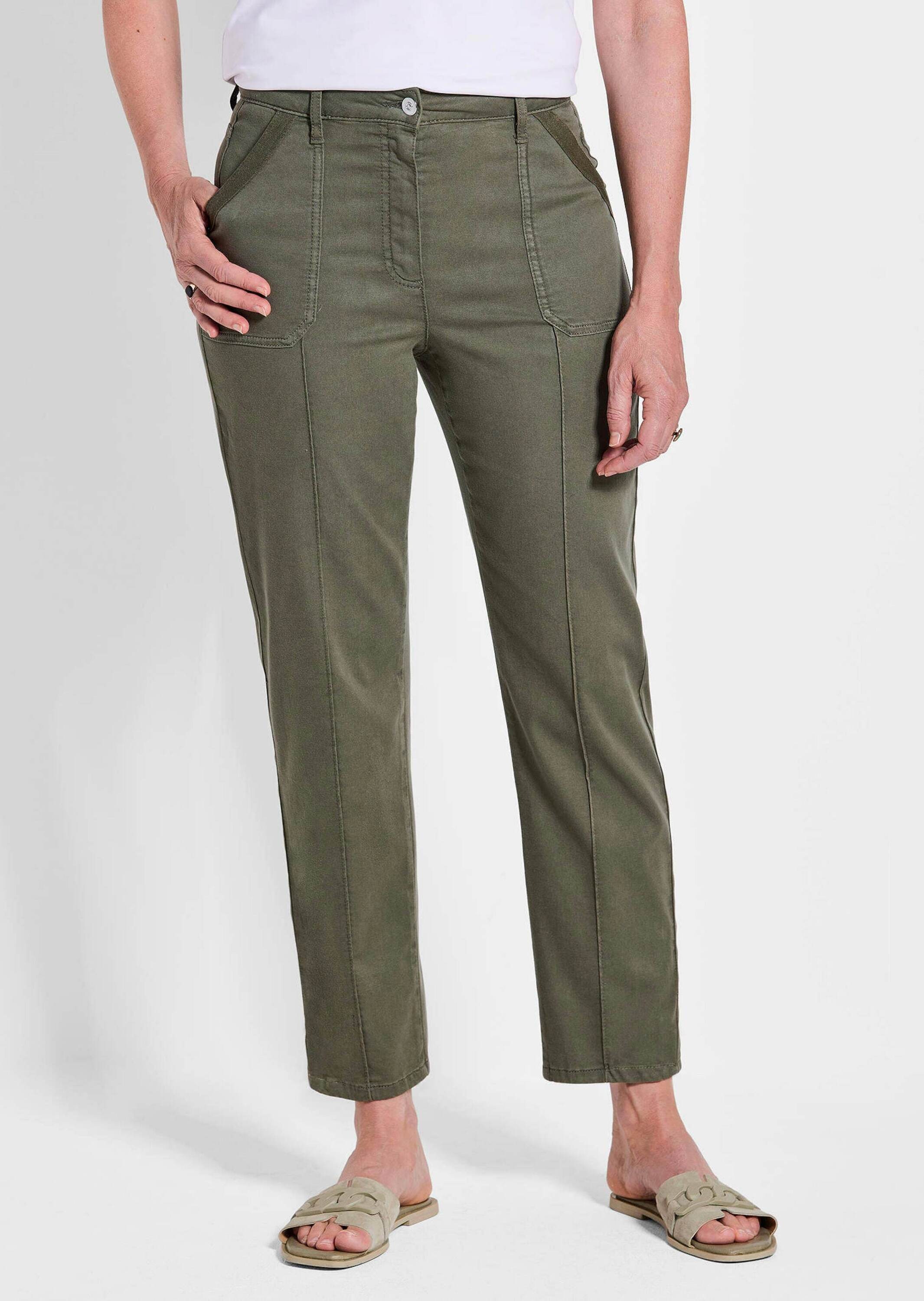 GOLDNER Stoffhose »Kurzgröße Grüne, konische Hose SARA, sportiv«