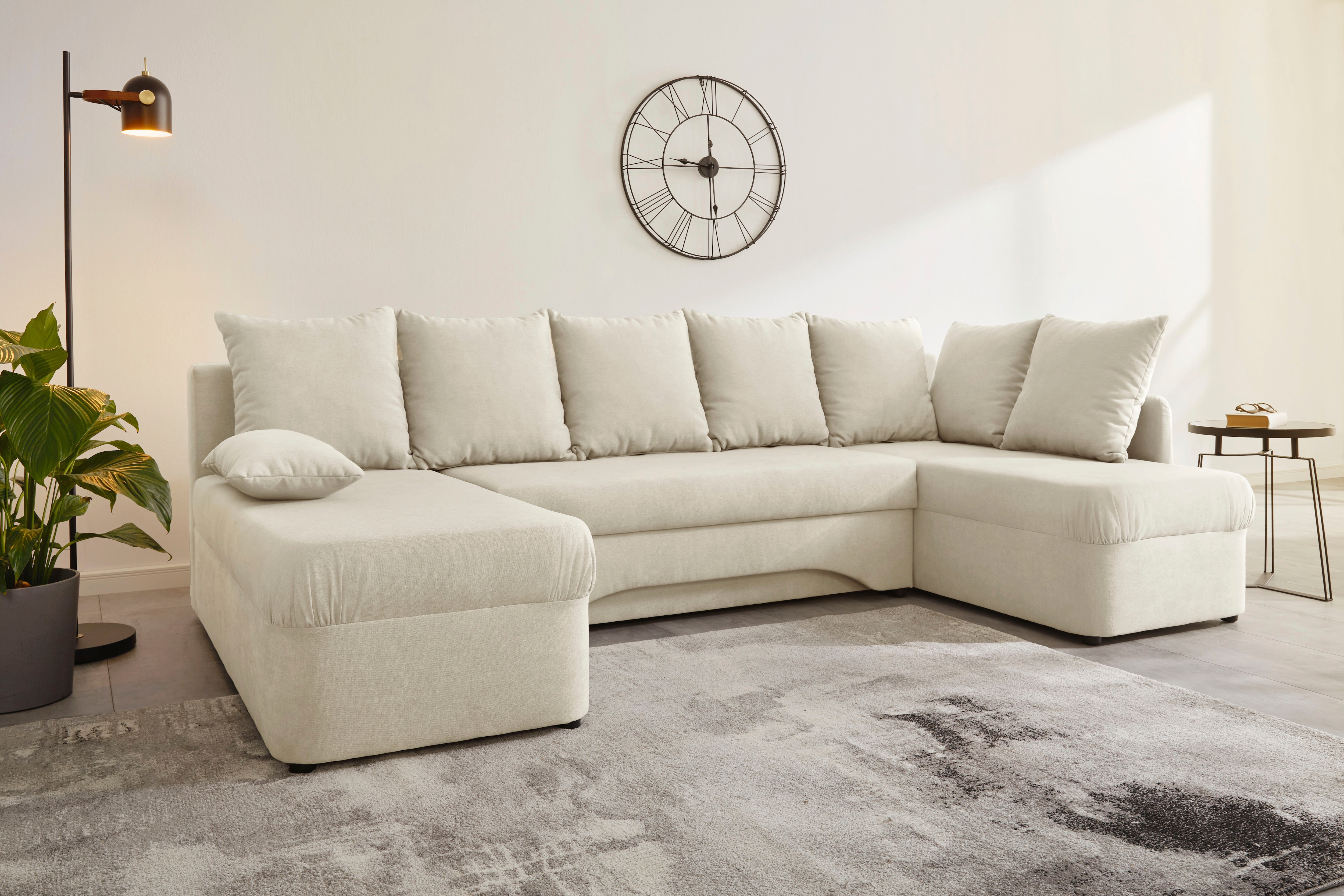 Jockenhöfer Gruppe Wohnlandschaft "Arktis U-Form, B: 260 cm, auch in Cord" Sofa mit Bettkasten & Schlaffunktion, zahlreiche Kissen