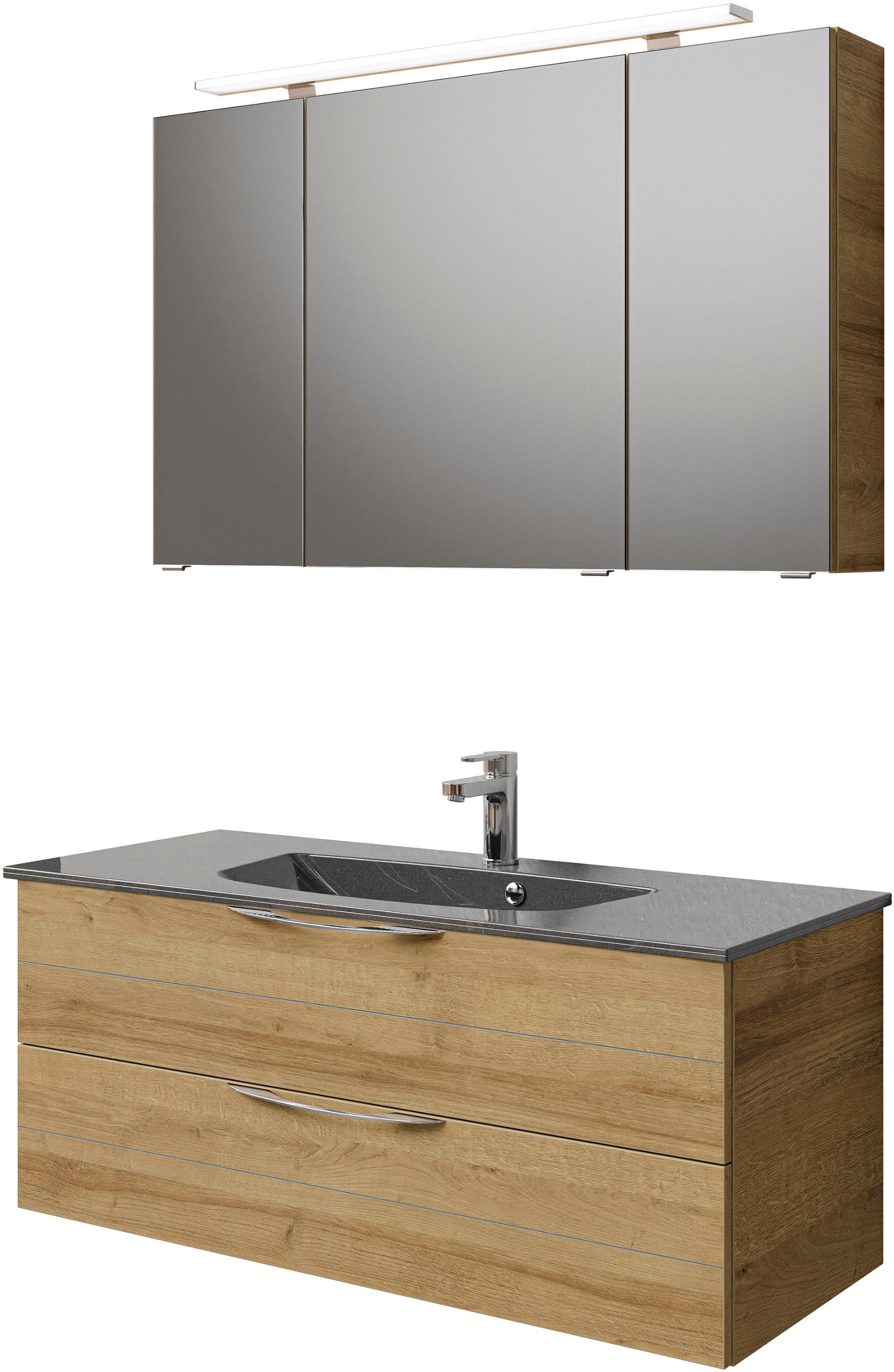 Saphir Badmöbel-Set "Serie 6025 2-teilig Mineralmarmor-Waschtisch mit LED-S günstig online kaufen