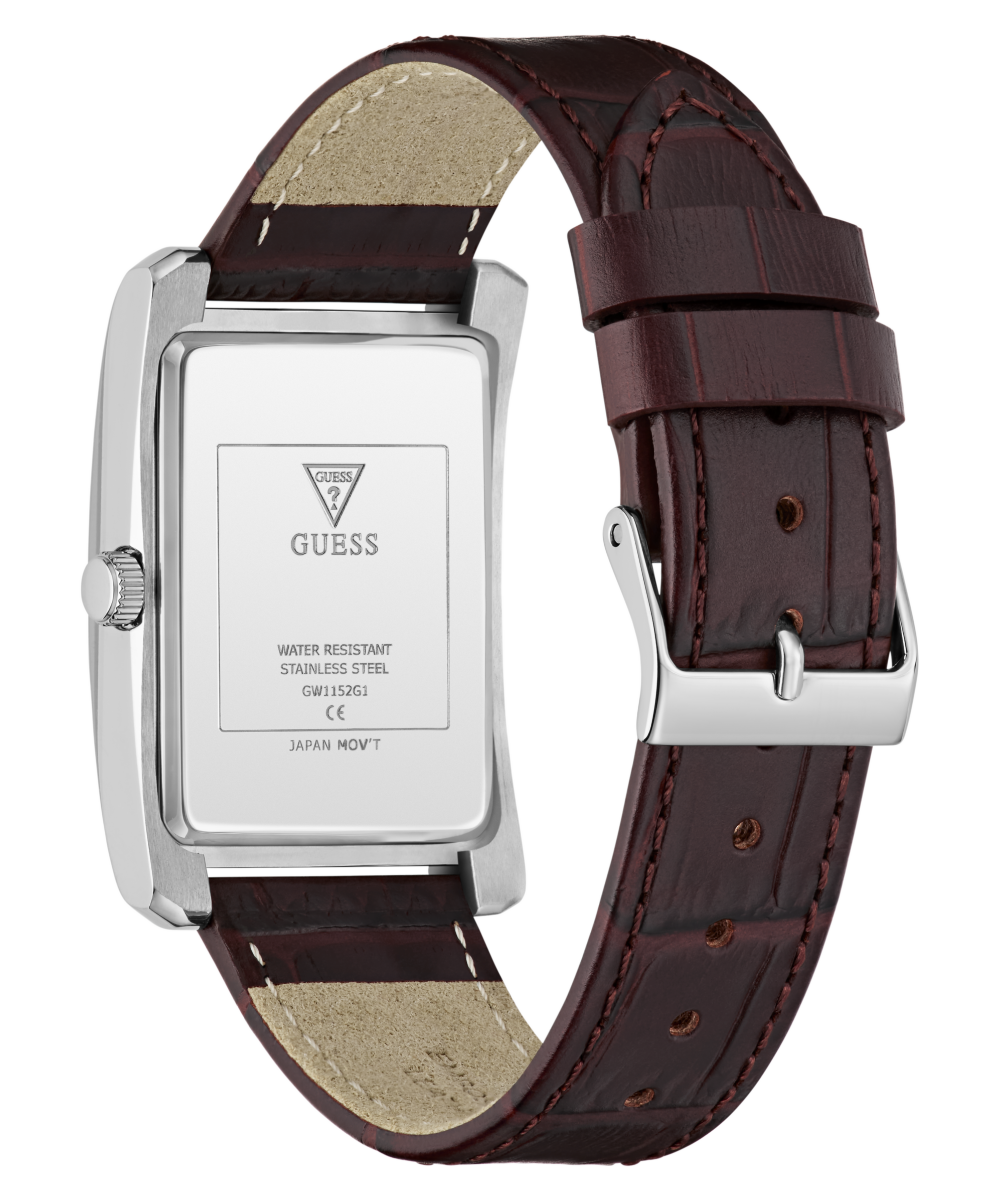 Guess Quarzuhr »HUGH« Armbanduhr, Damenuhr, Herrenuhr, Lederarmband, analog, Tag