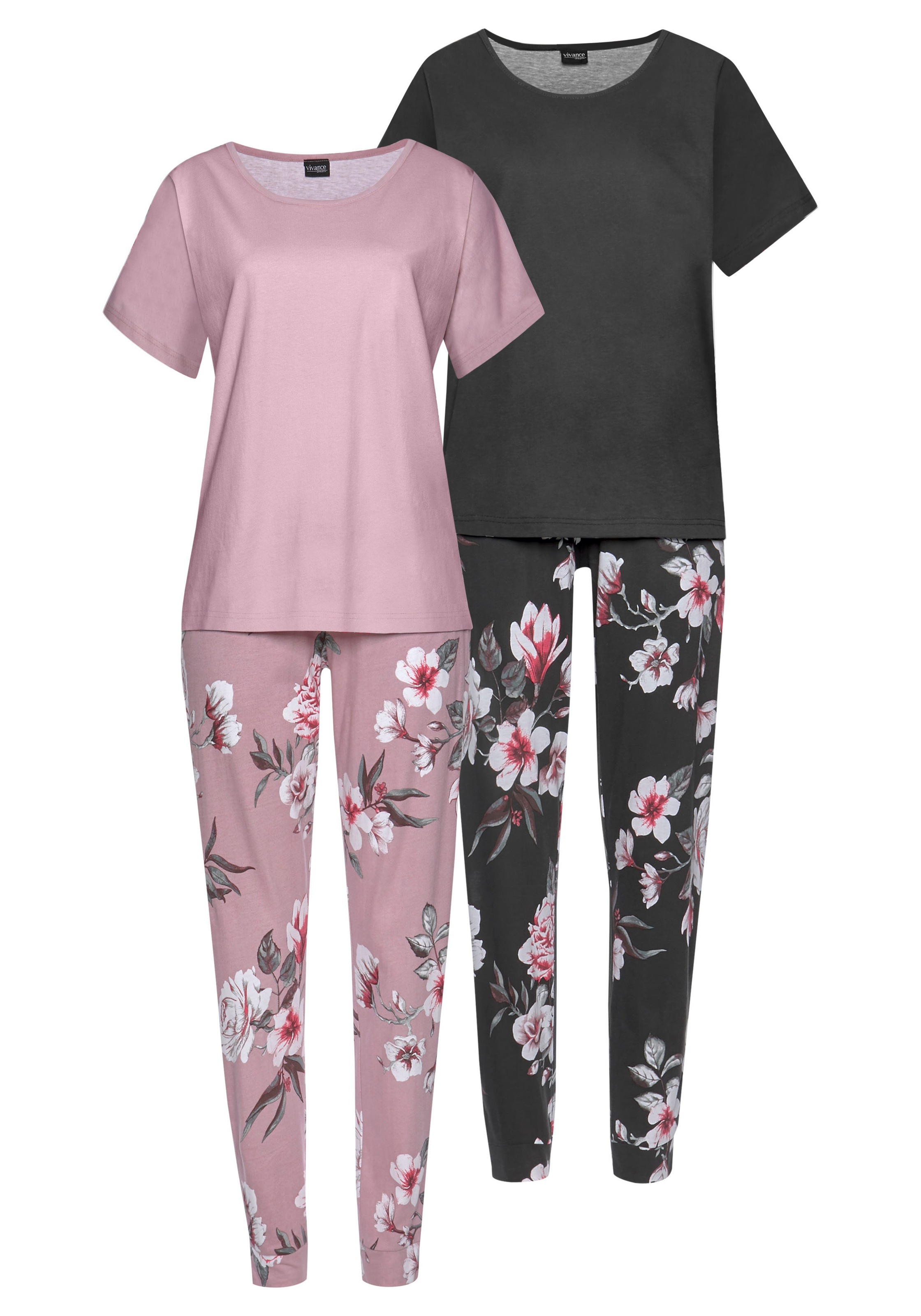 Vivance Dreams Pyjama, (4 tlg., 2 Stück), mit Blumendruck günstig online kaufen