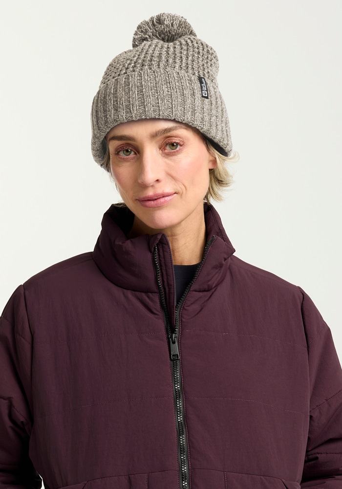Jack Wolfskin Beanie "MEDLEY KNIT BEANIE W" Bommelmütze, warm, mit Fleece-Futter