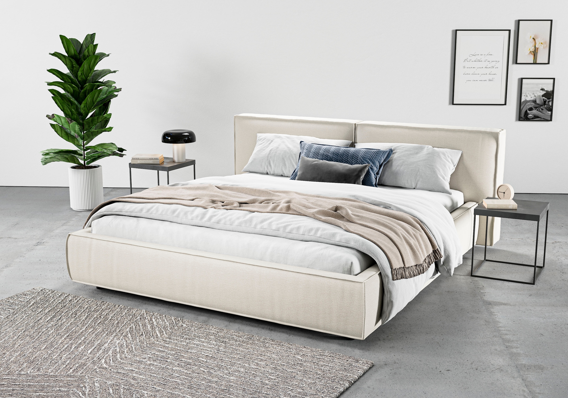 Home affaire Polsterbett "Adrina mit Biesenoptik, Feincord und Luxus-Microf günstig online kaufen